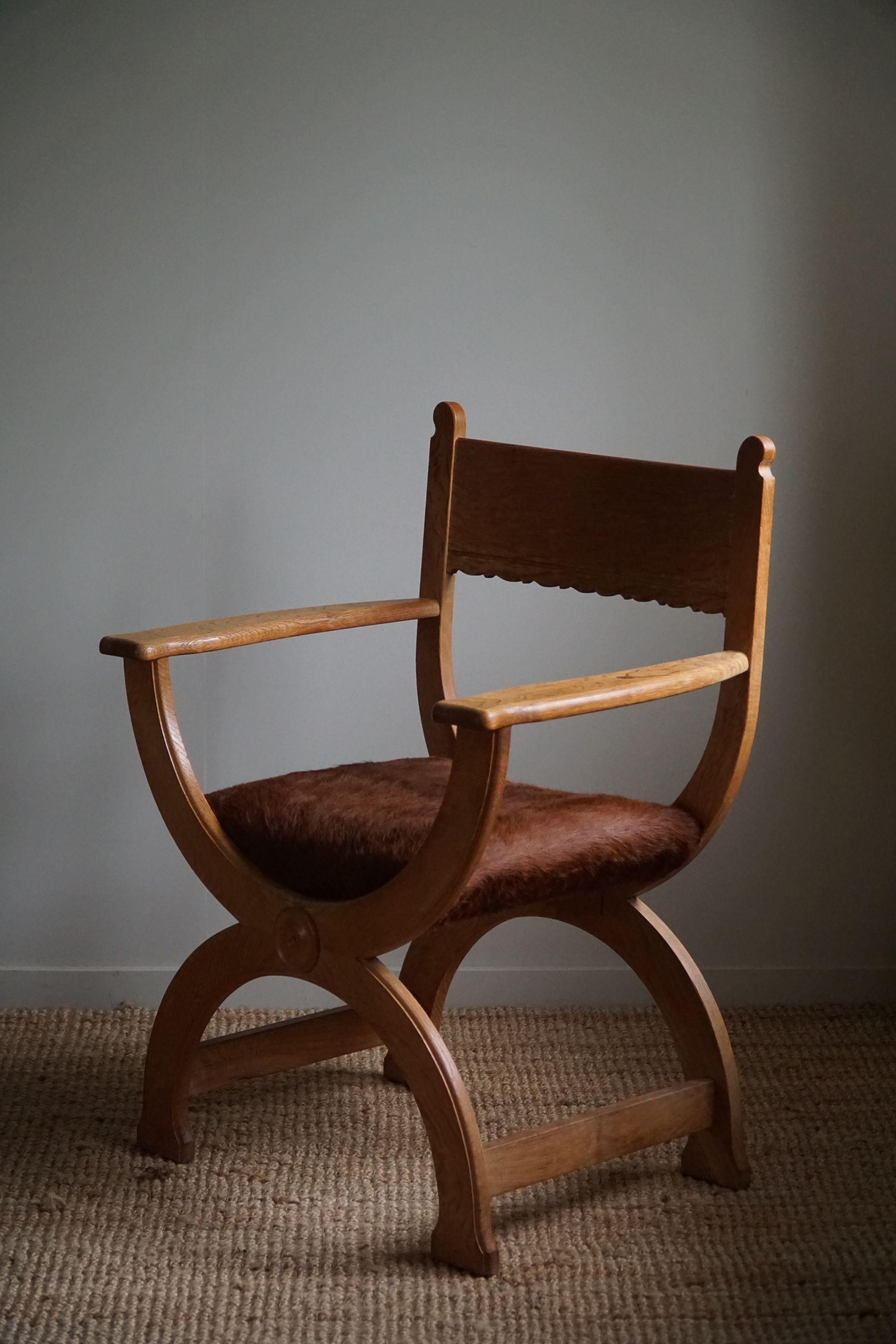 Henning Kjærnulf, Danish Modern, Armchair in Oak, Upholstered in Cowhide, 1960s 4