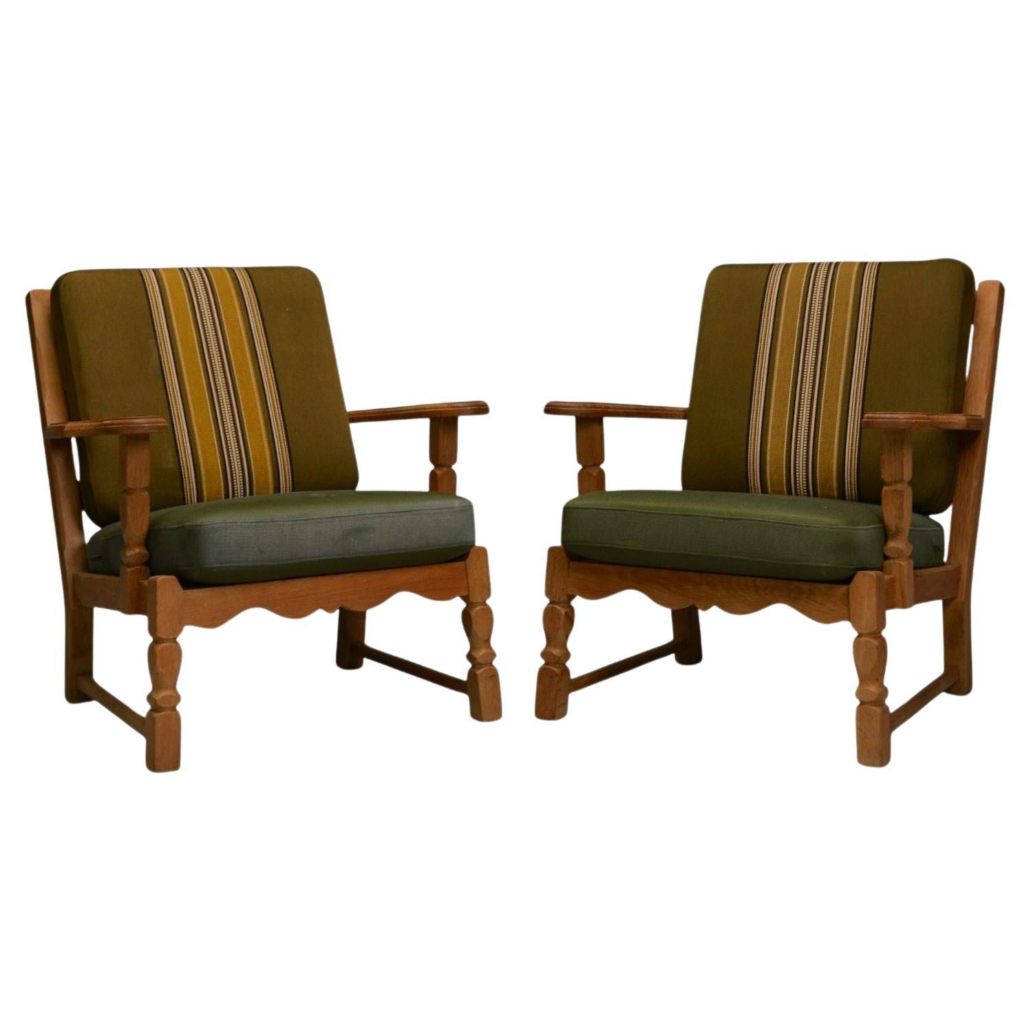Henning Kjaernulf, Danish Modern, Oak, Fabric, Denmark, 1940s