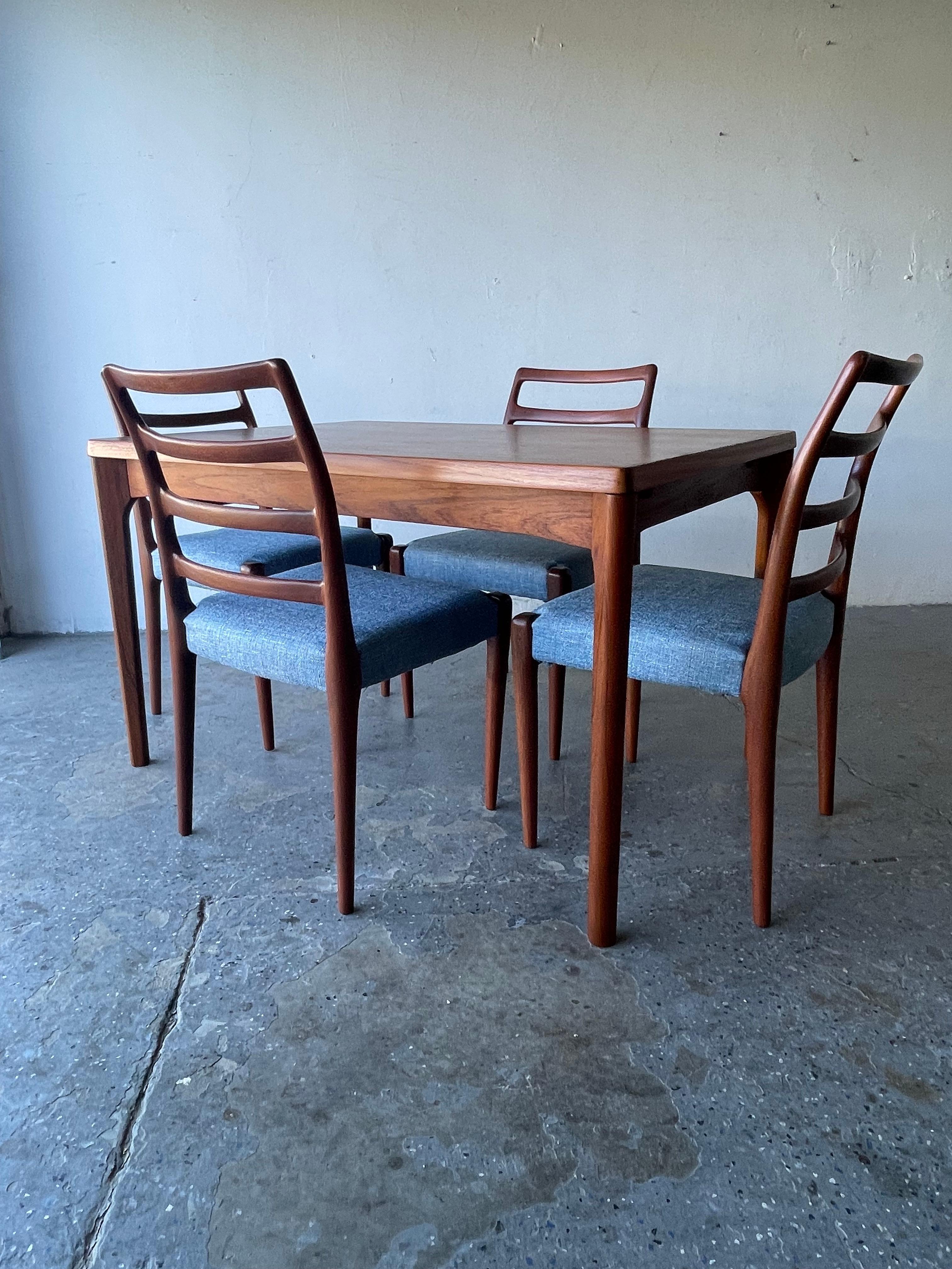 Henning Kjærnulf Danish Modern Teak Dining Set Table & 4 teak ladder back chairs 8