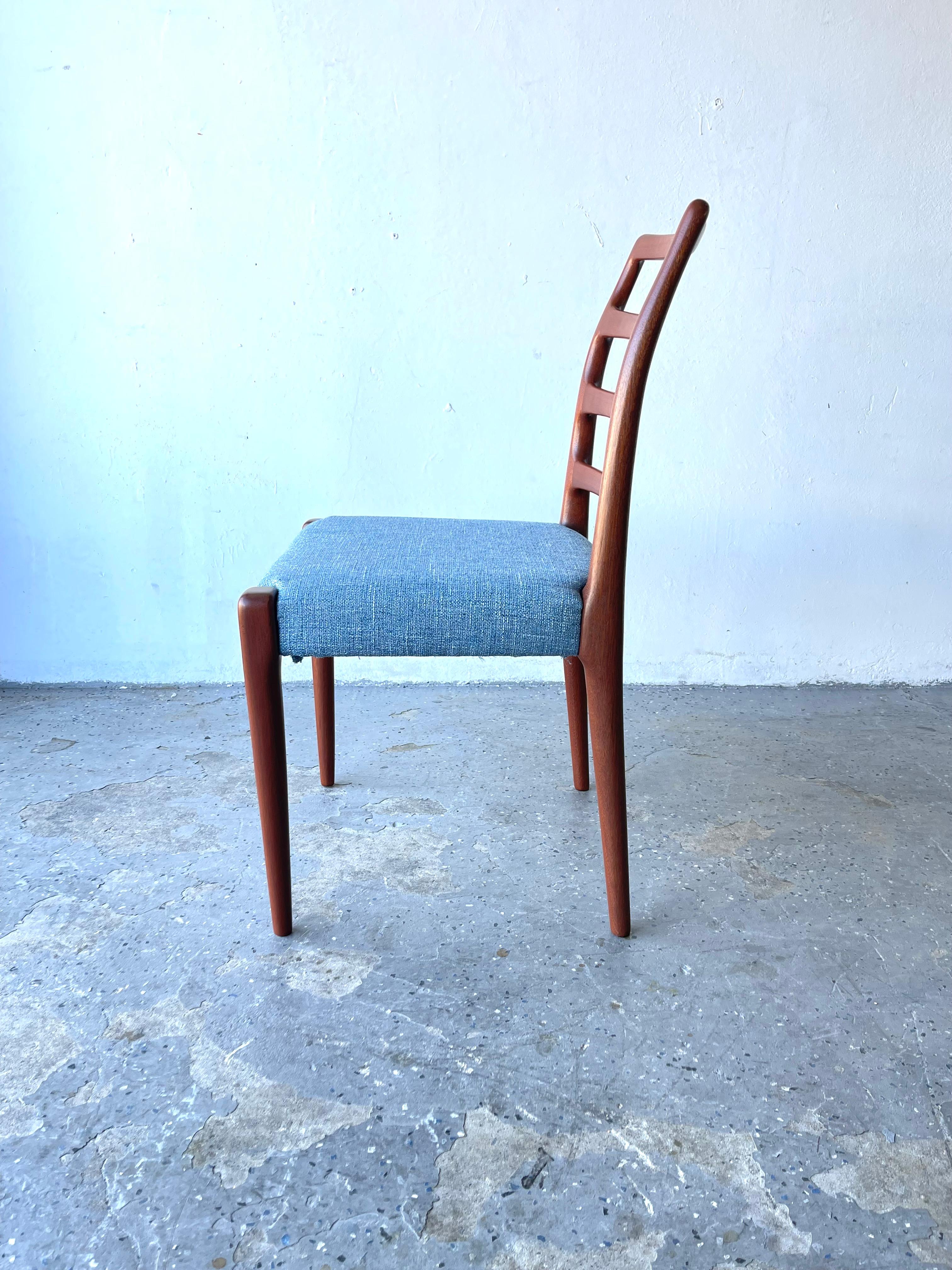 Mid-20th Century Henning Kjærnulf Danish Modern Teak Dining Set Table & 4 teak ladder back chairs