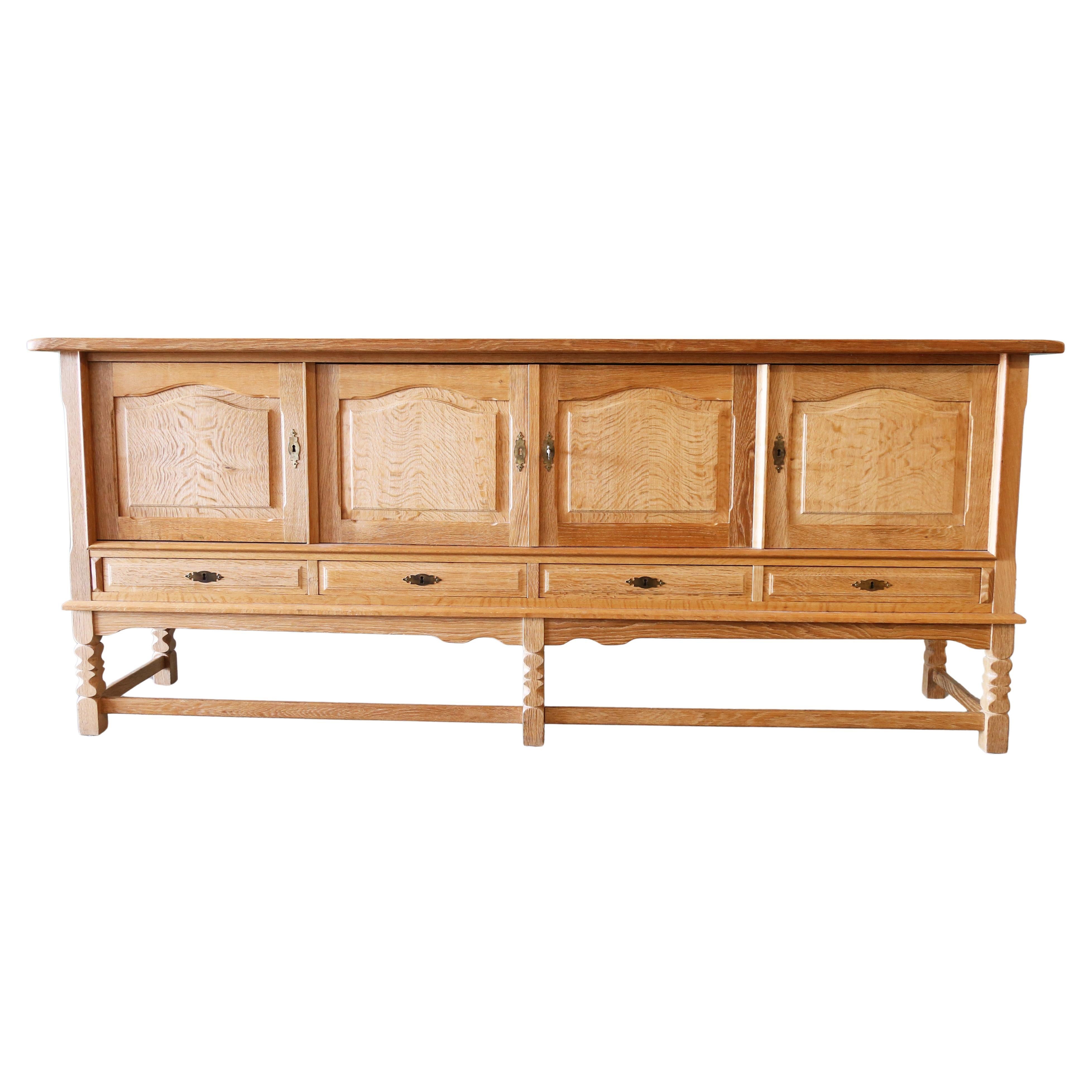 Henning Kjaernulf Danish Quarter Sawn Oak Sideboard Cabinet Danish Modern