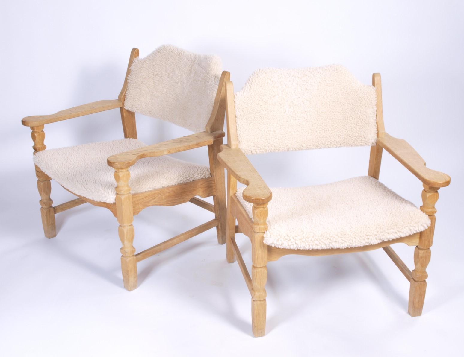 Henning Kjærnulf Danish Sheepskin Lounge Chairs, 1960s, set of 2 6