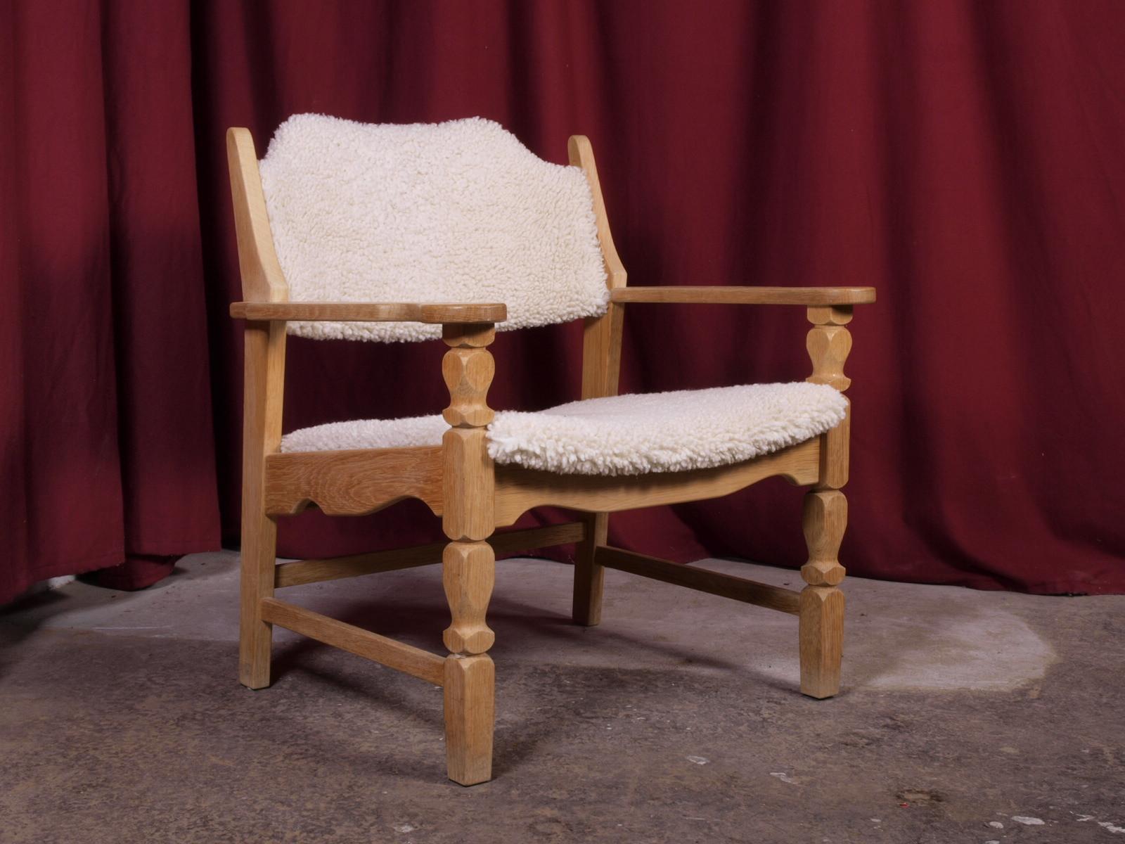 Mid-Century Modern Henning Kjærnulf Danish Sheepskin Lounge Chairs, 1960s, set of 2