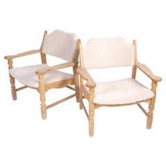 Henning Kjærnulf Danish Sheepskin Lounge Chairs, 1960s, set of 2