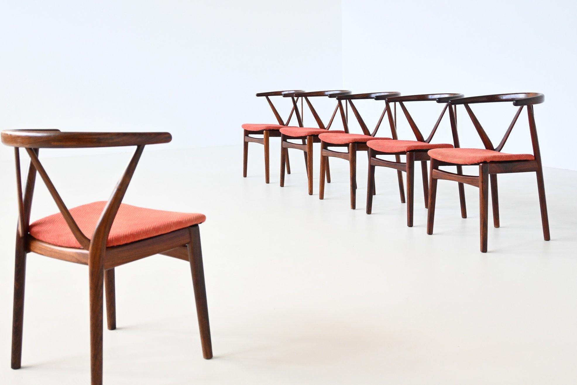 Henning Kjaernulf dining chairs #255 in rosewood Bruno Hansen Denmark 1960 3