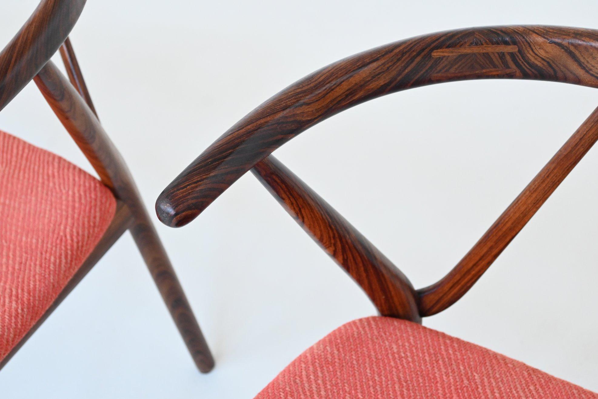 Henning Kjaernulf dining chairs #255 in rosewood Bruno Hansen Denmark 1960 7