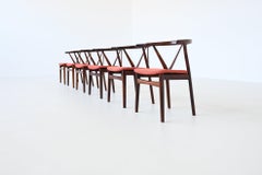 Sillas de comedor Henning Kjaernulf nº 255 de palisandro Bruno Hansen Dinamarca 1960