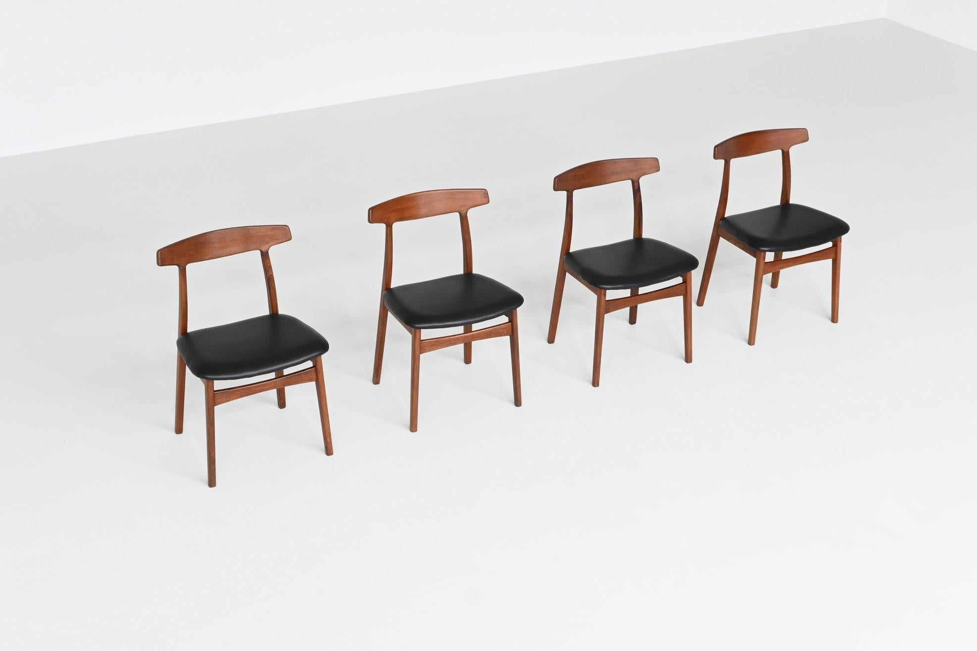 Scandinavo moderno Sedie da pranzo Henning Kjaernulf in teak Bruno Hansen Danimarca 1962