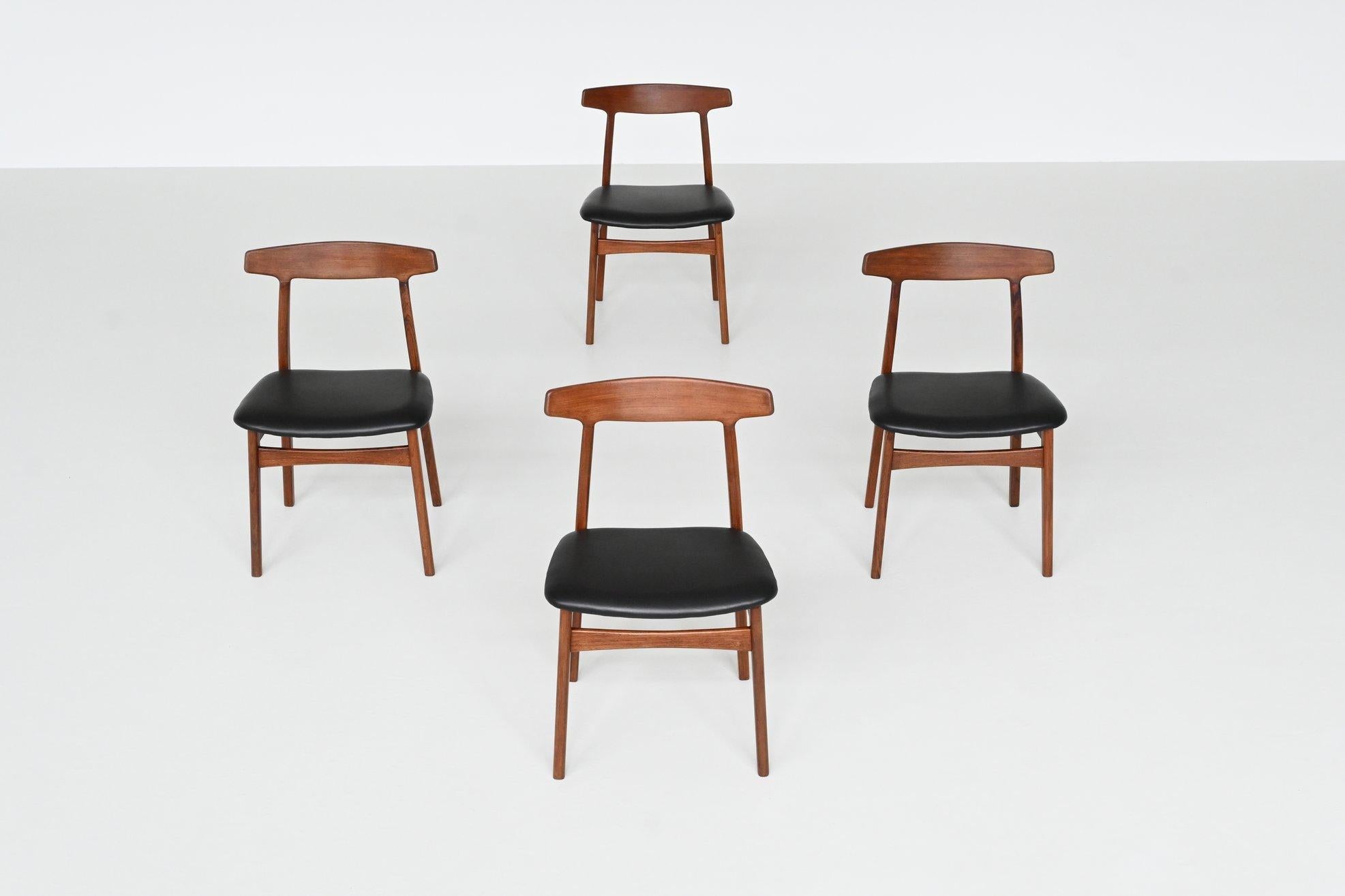Danese Sedie da pranzo Henning Kjaernulf in teak Bruno Hansen Danimarca 1962