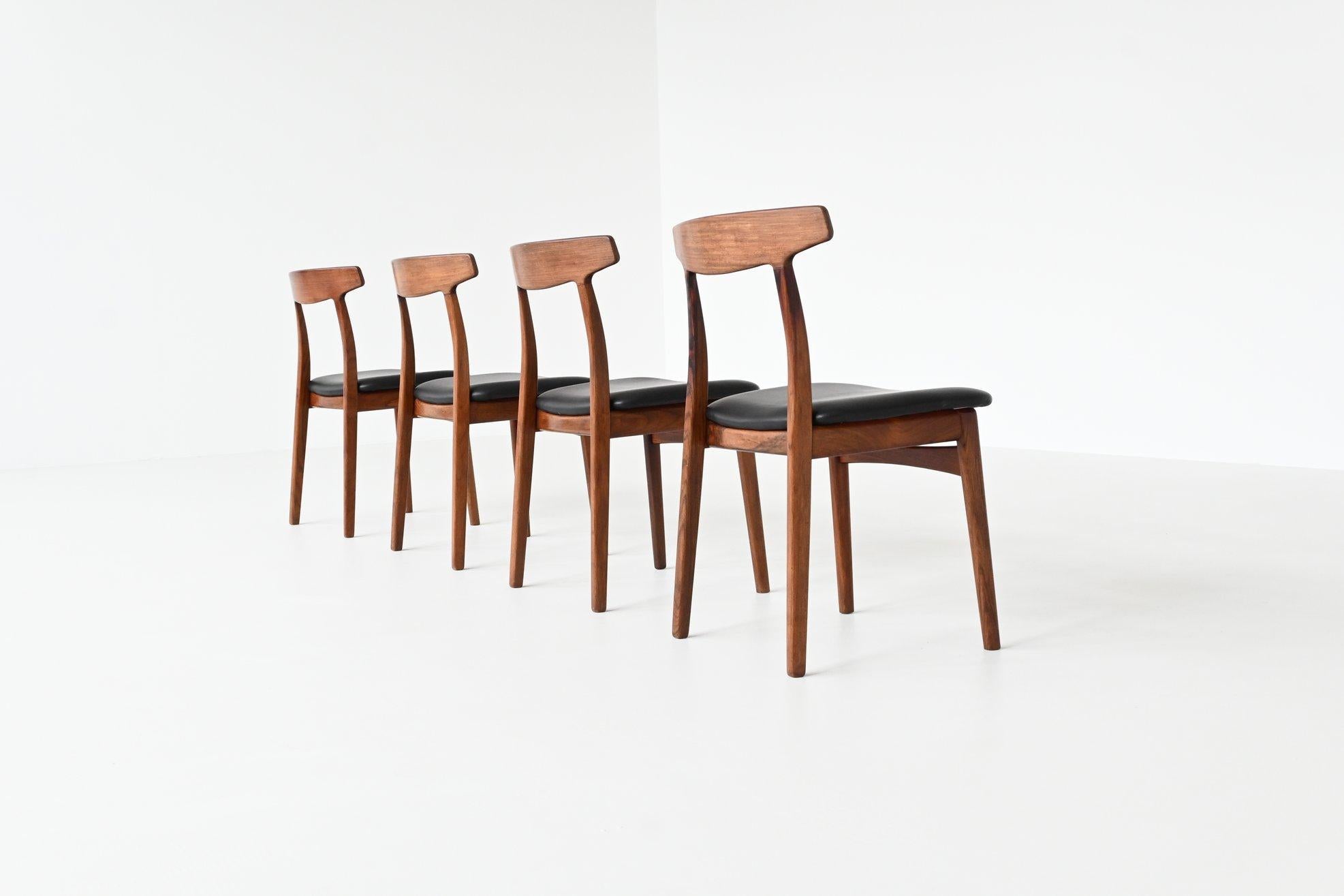 Sedie da pranzo Henning Kjaernulf in teak Bruno Hansen Danimarca 1962 2
