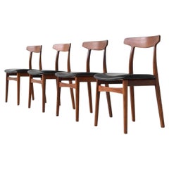 Henning Kjaernulf dining chairs in teak Bruno Hansen Denmark 1962