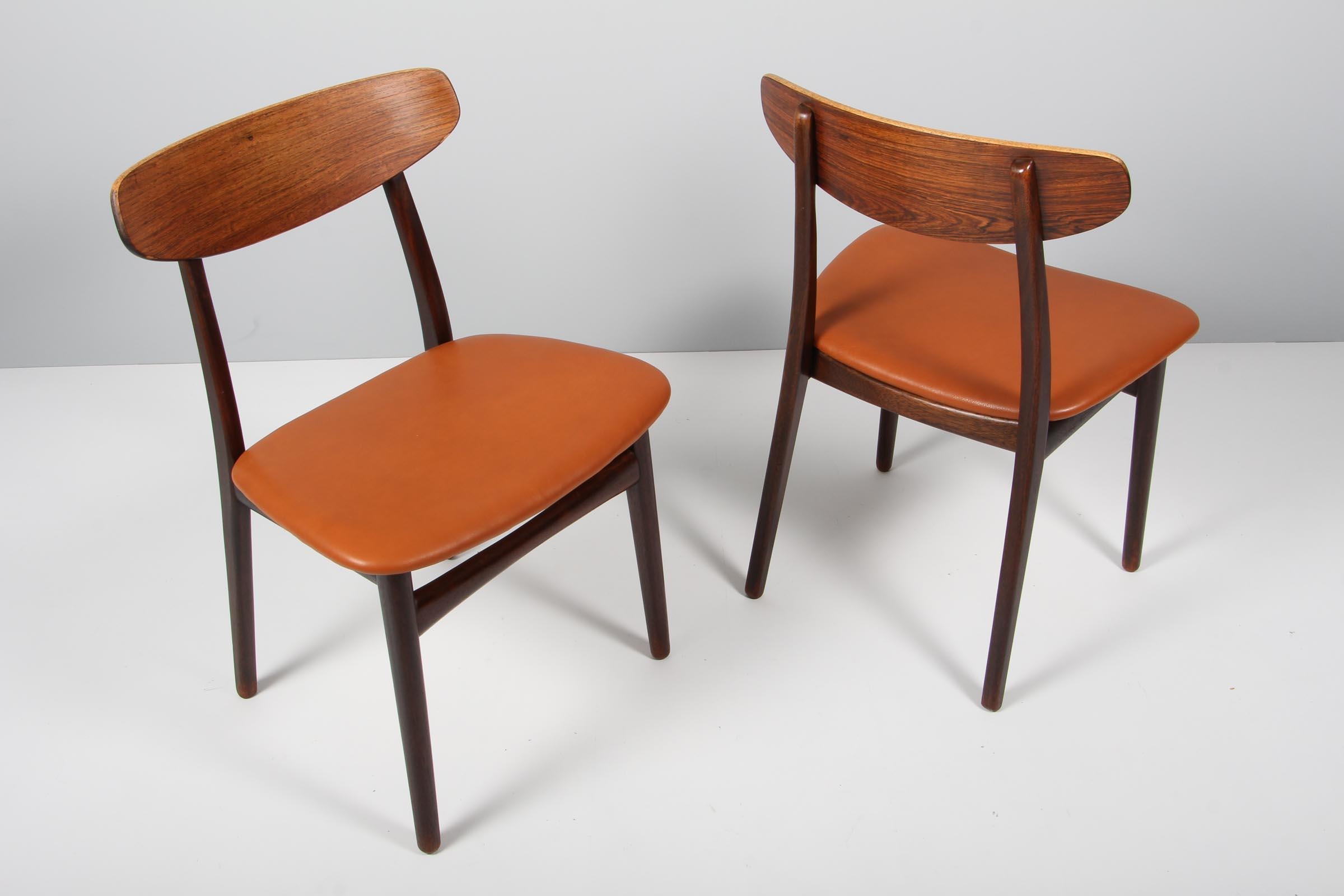 Mid-20th Century Henning Kjærnulf Dining Chairs, Rosewood, Leather, 1960's