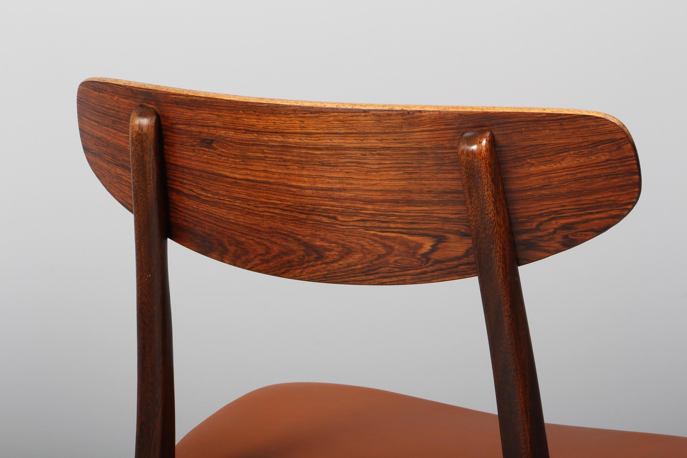 Henning Kjærnulf Dining Chairs, Rosewood, Leather, 1960's 1