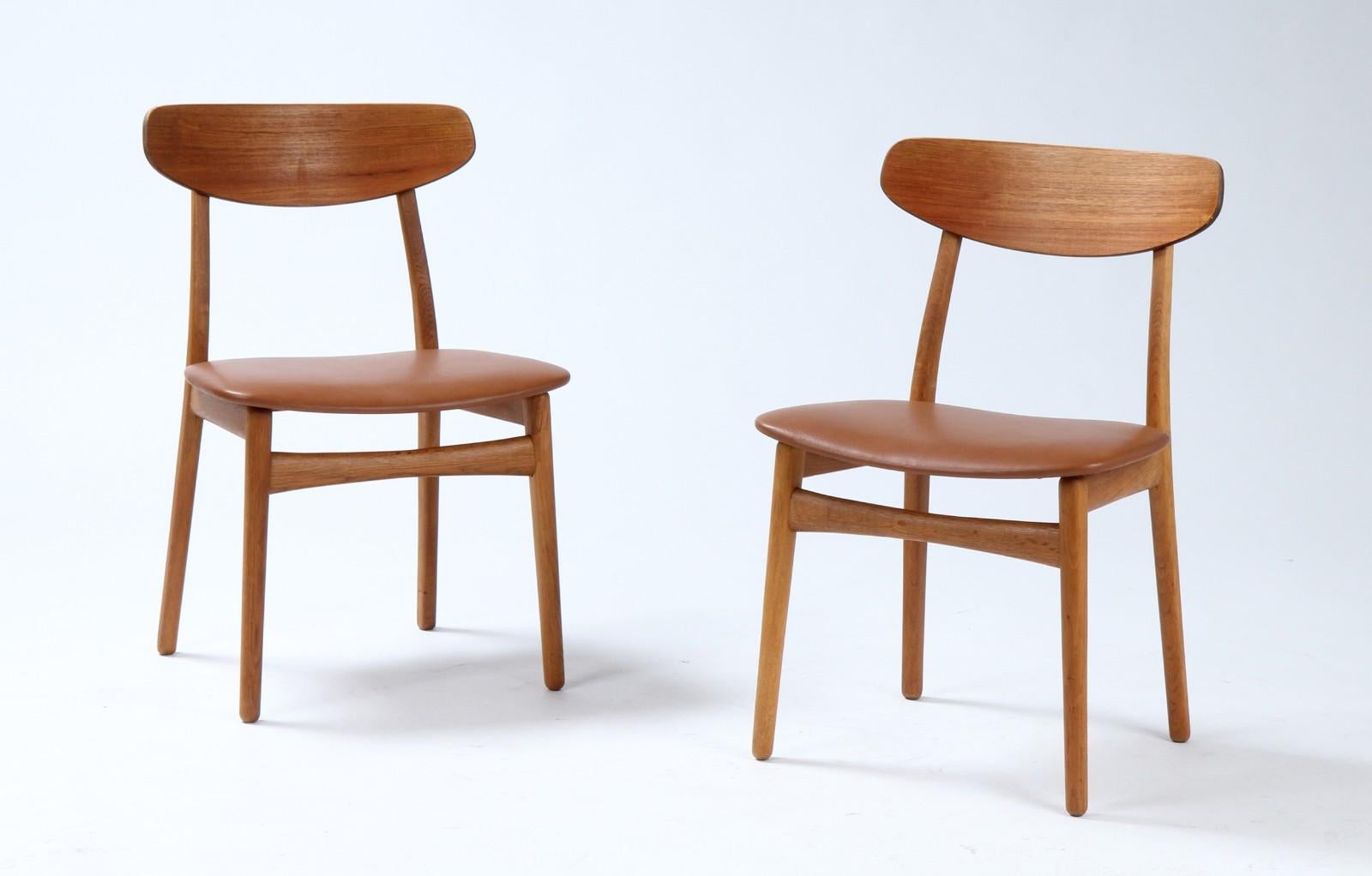 Mid-Century Modern Henning Kjærnulf, Four Chairs in Teak and Oak, 1960s For Sale