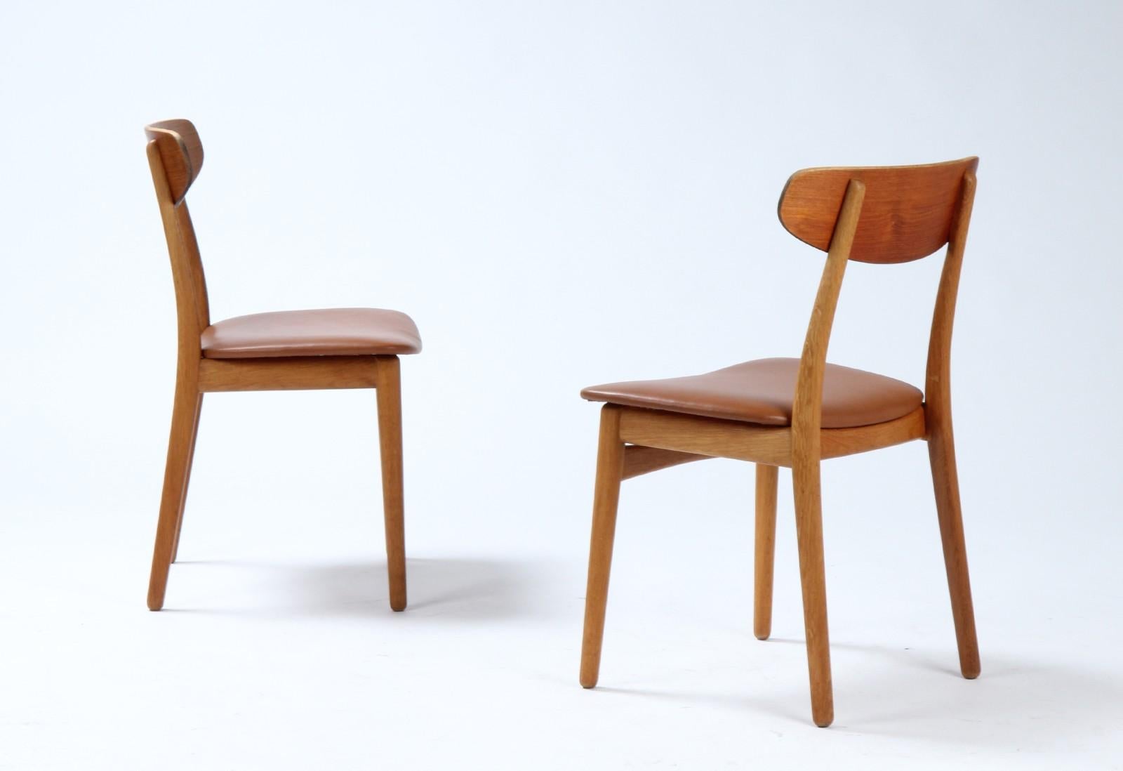 Danish Henning Kjærnulf, Four Chairs in Teak and Oak, 1960s For Sale