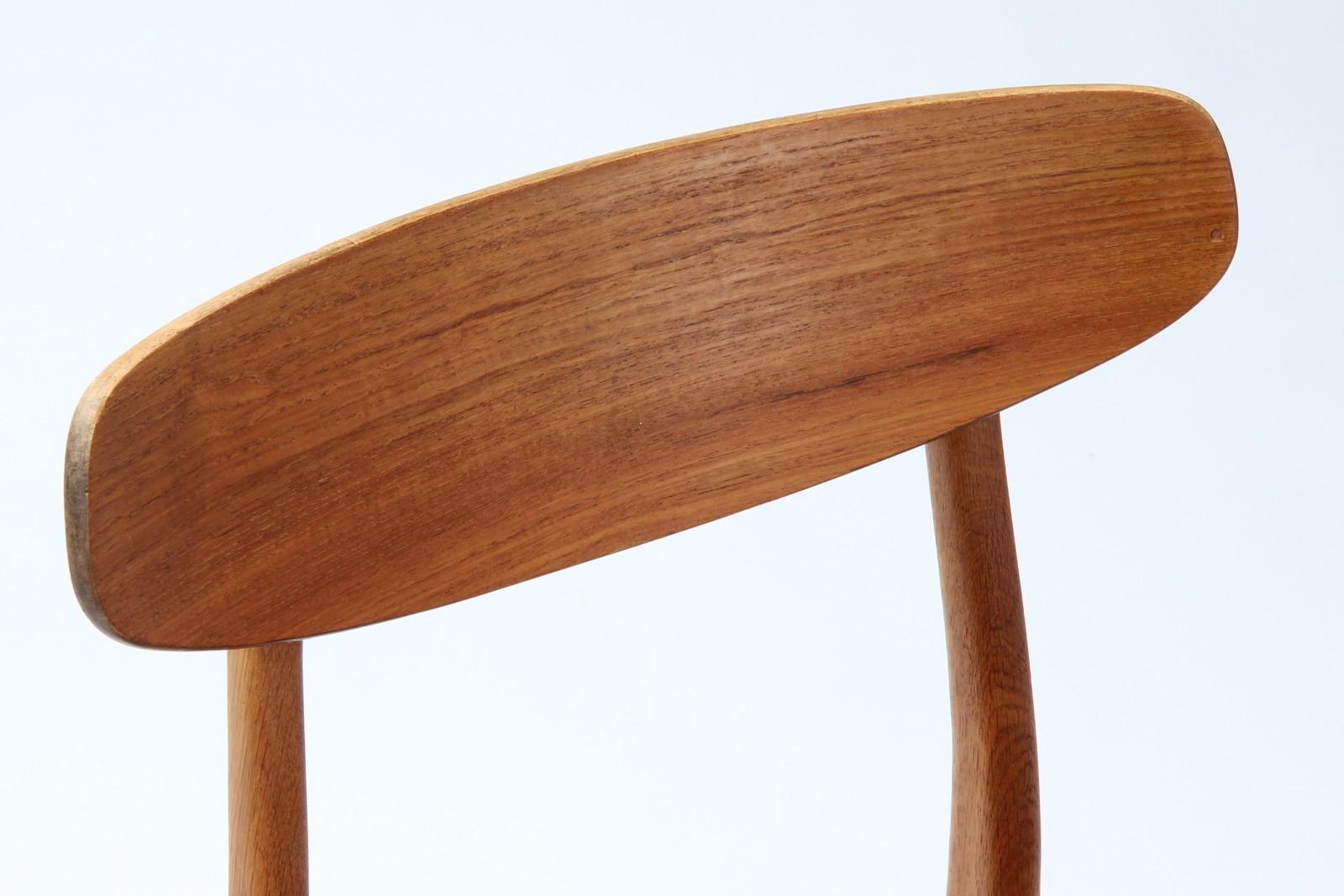 Oiled Henning Kjærnulf, Four Chairs in Teak and Oak, 1960s For Sale