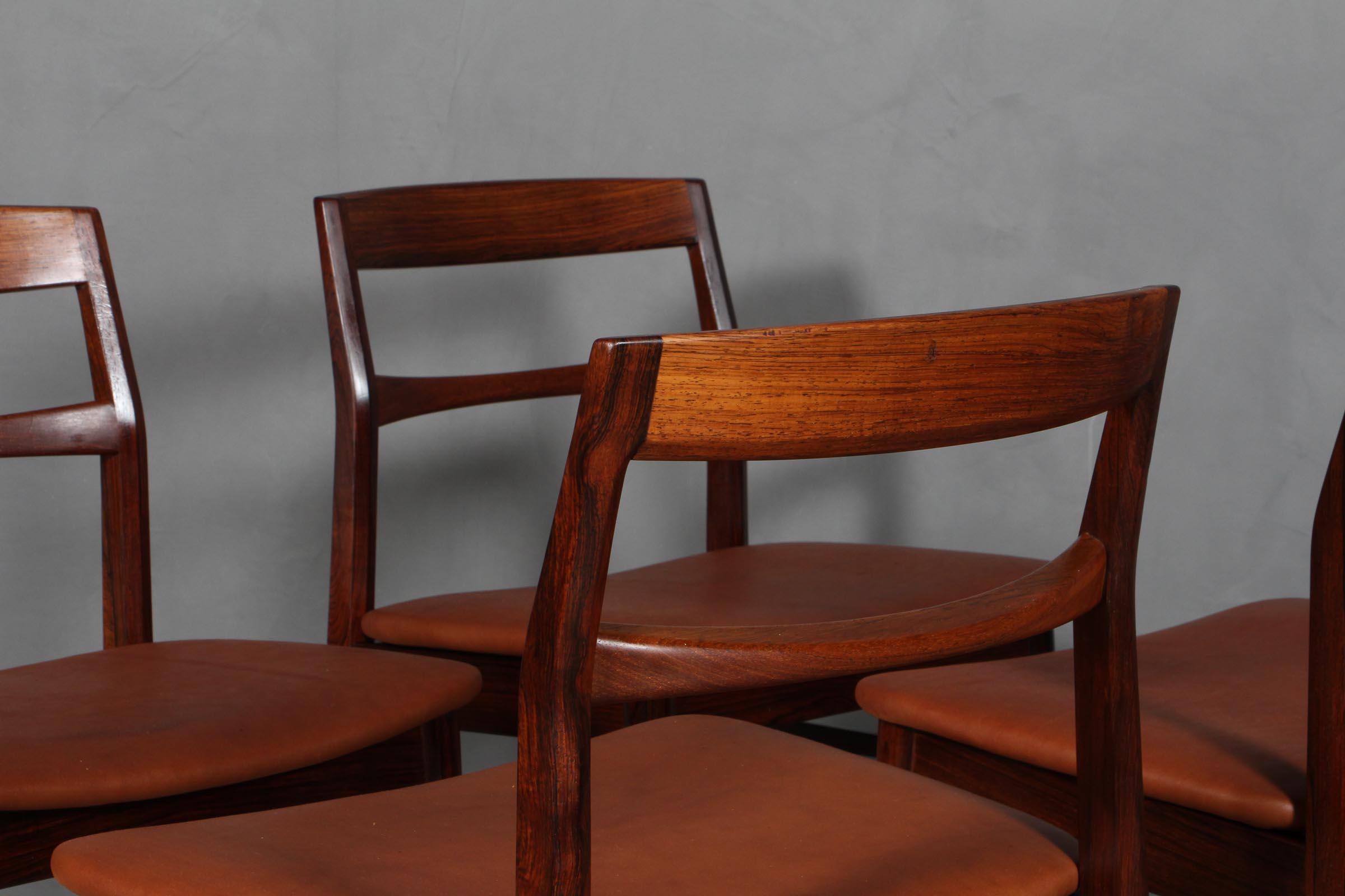Scandinavian Modern Henning Kjærnulf Four Dining Chairs For Sale
