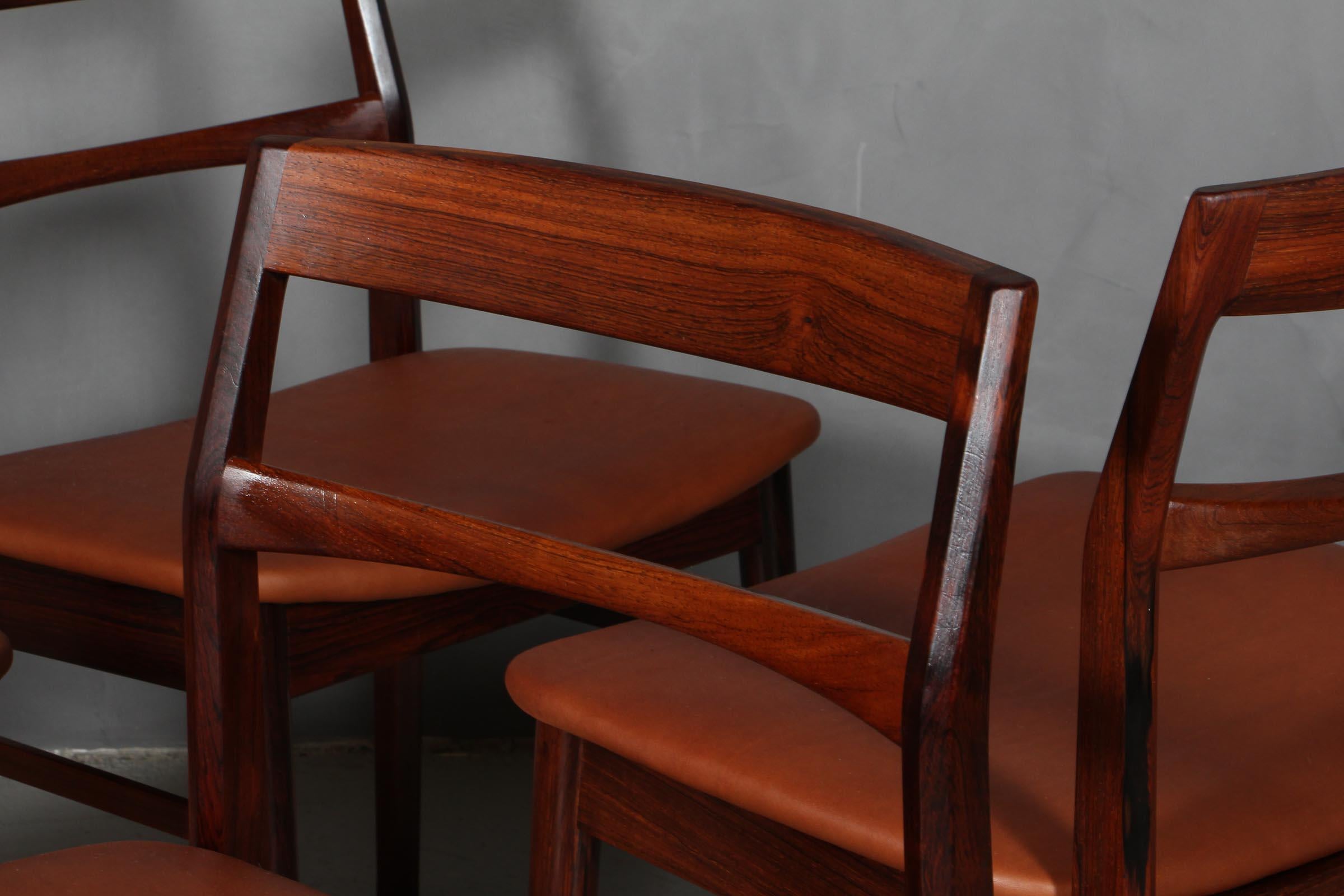 Leather Henning Kjærnulf Four Dining Chairs