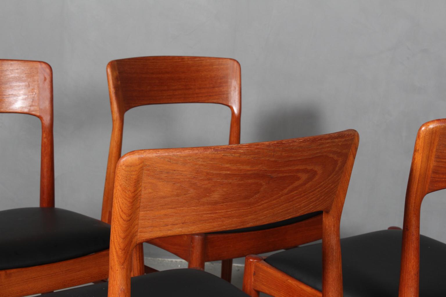 Scandinavian Modern Henning Kjærnulf Four Teak Dining Chairs