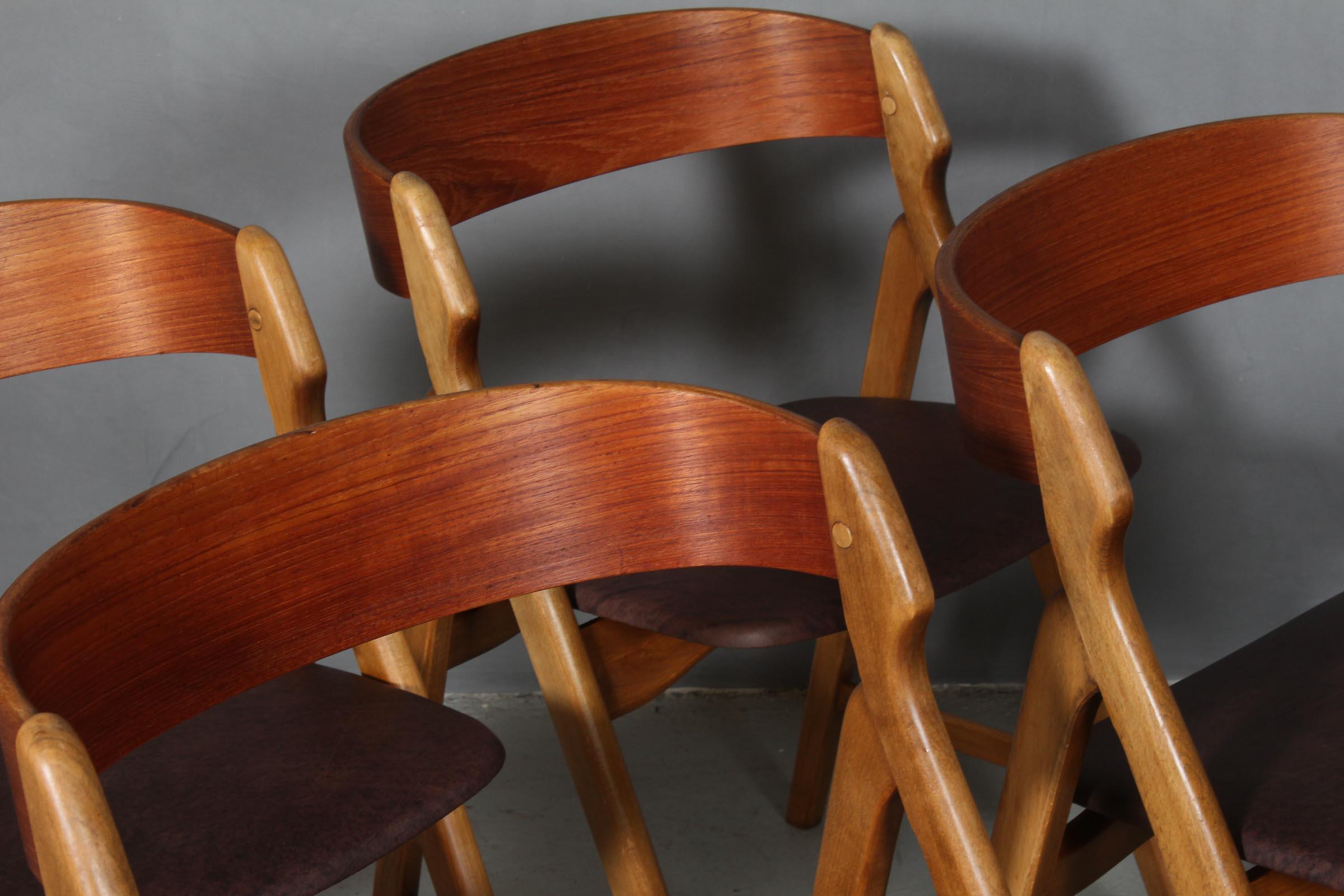 Scandinavian Modern Henning Kjærnulf Four Teak Dining Chairs