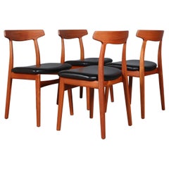 Henning Kjærnulf Four Teak Dining Chairs