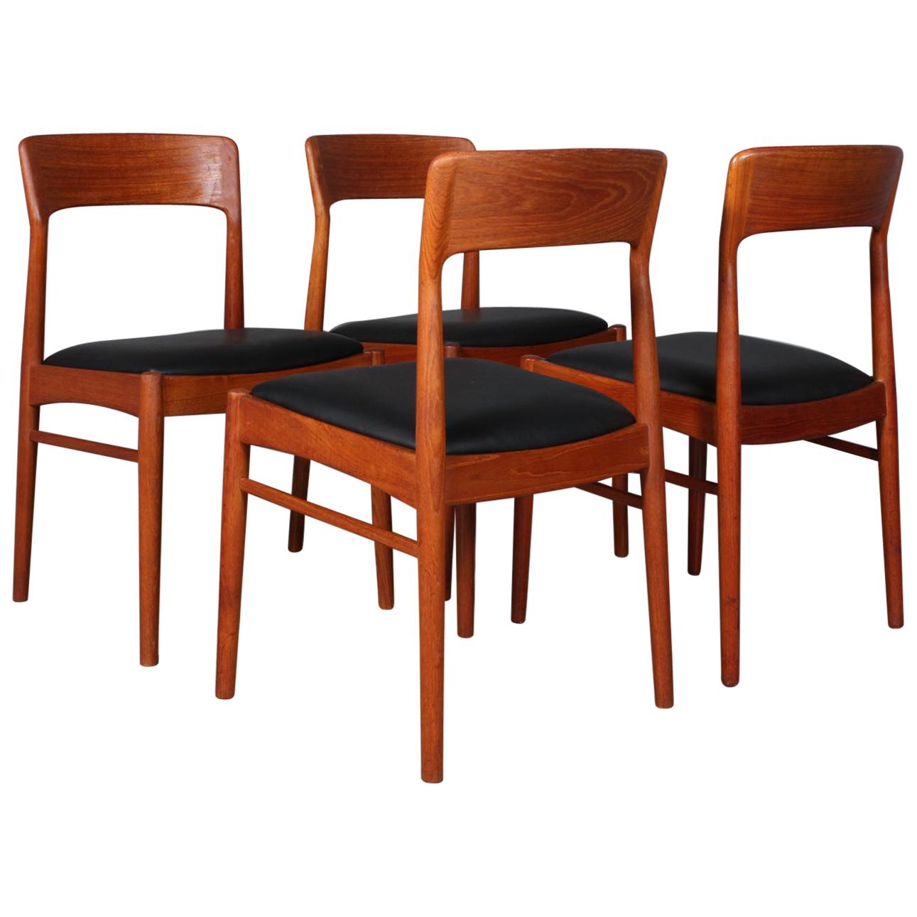 Henning Kjærnulf Four Teak Dining Chairs