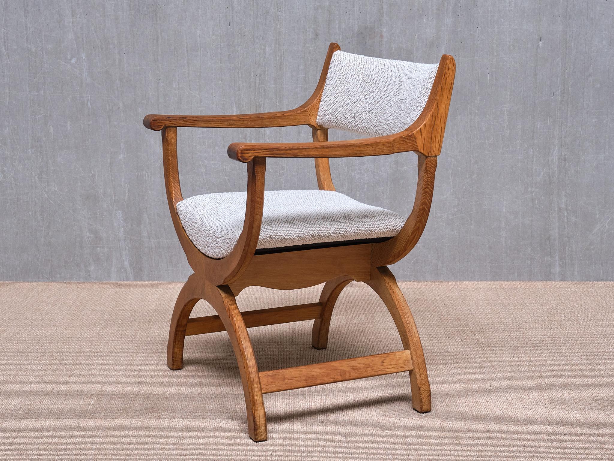 Henning Kjærnulf 'Kurul' Armchair in Oak and Rubelli Bouclé, Denmark, 1960s For Sale 3