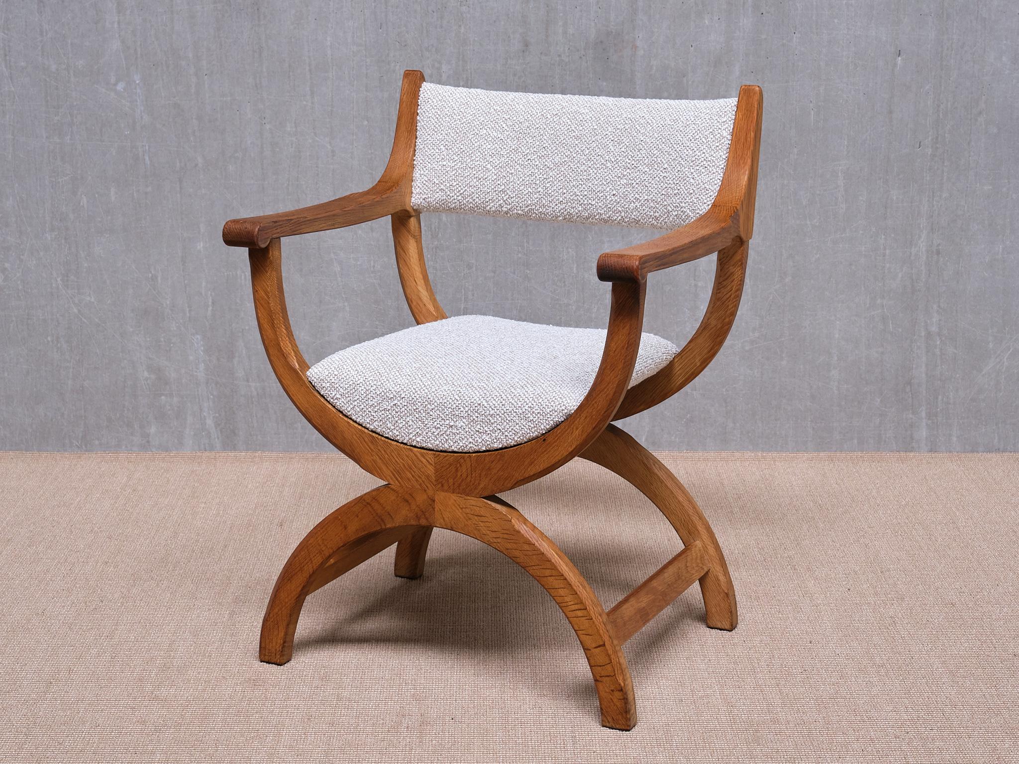 Henning Kjærnulf 'Kurul' Armchair in Oak and Rubelli Bouclé, Denmark, 1960s For Sale 4
