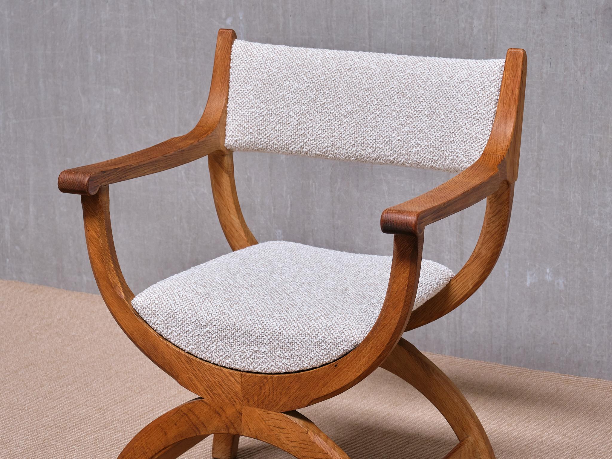 Henning Kjærnulf 'Kurul' Armchair in Oak and Rubelli Bouclé, Denmark, 1960s For Sale 5