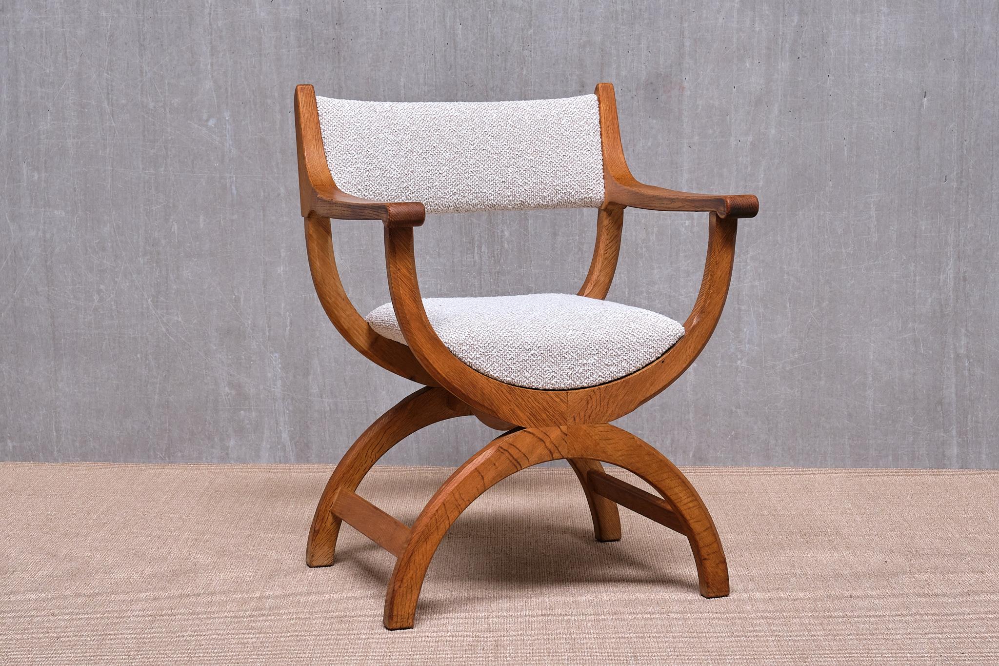Henning Kjærnulf 'Kurul' Armchair in Oak and Rubelli Bouclé, Denmark, 1960s For Sale 7