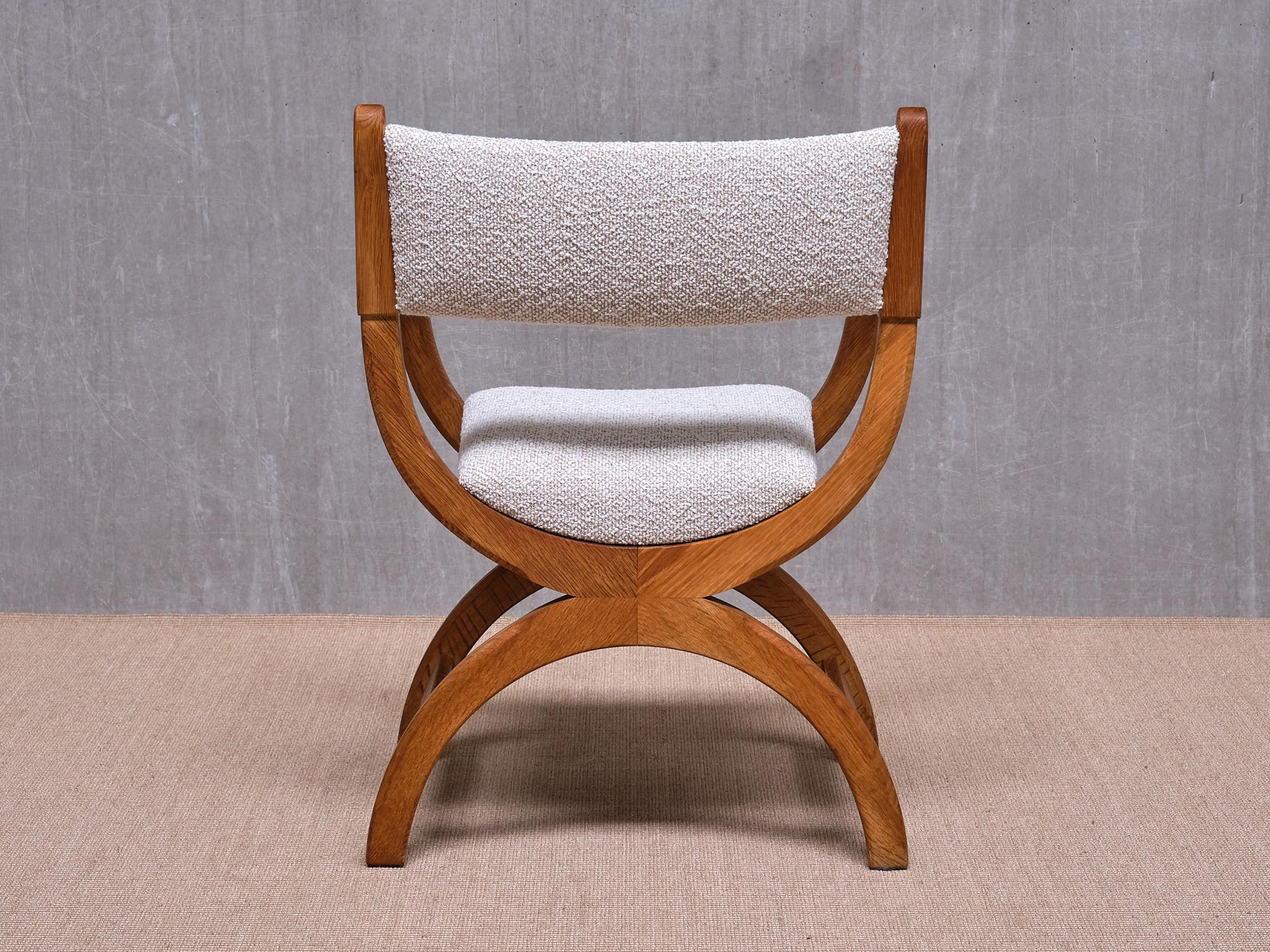 Henning Kjærnulf 'Kurul' Armchair in Oak and Rubelli Bouclé, Denmark, 1960s For Sale 1