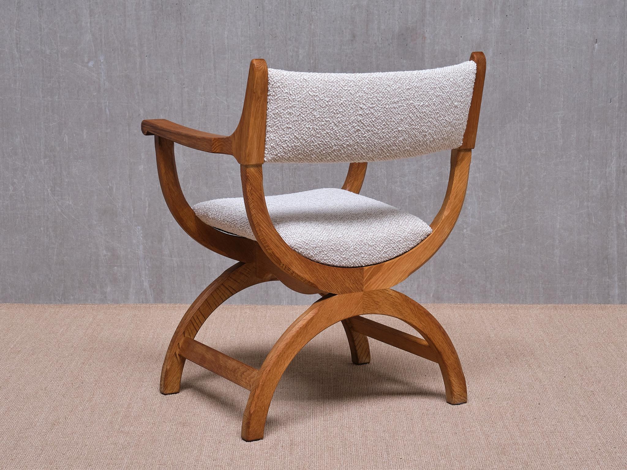Henning Kjærnulf 'Kurul' Armchair in Oak and Rubelli Bouclé, Denmark, 1960s For Sale 2