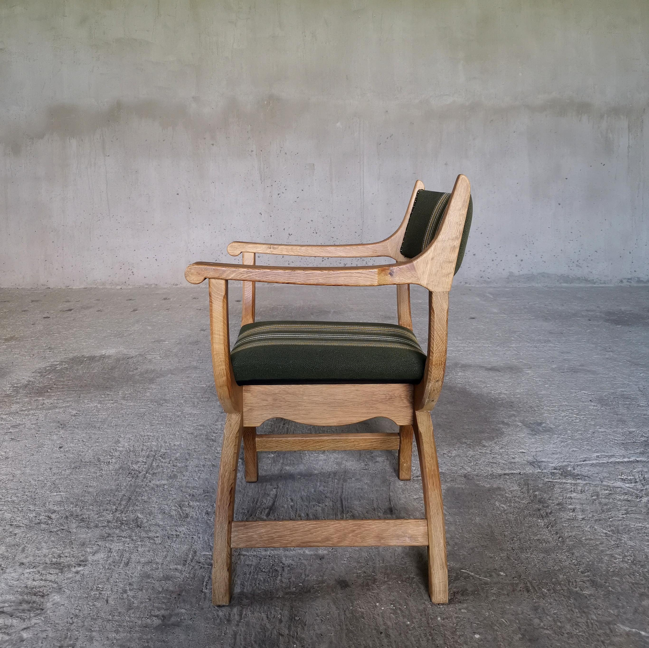 Hand-Crafted Henning Kjærnulf Kurul chair in solid oak. EG Kvalitetsmøbel Denmark 1960s.