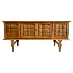 Henning Kjaernulf Mid Century Danish Oak Brutalist Credenza