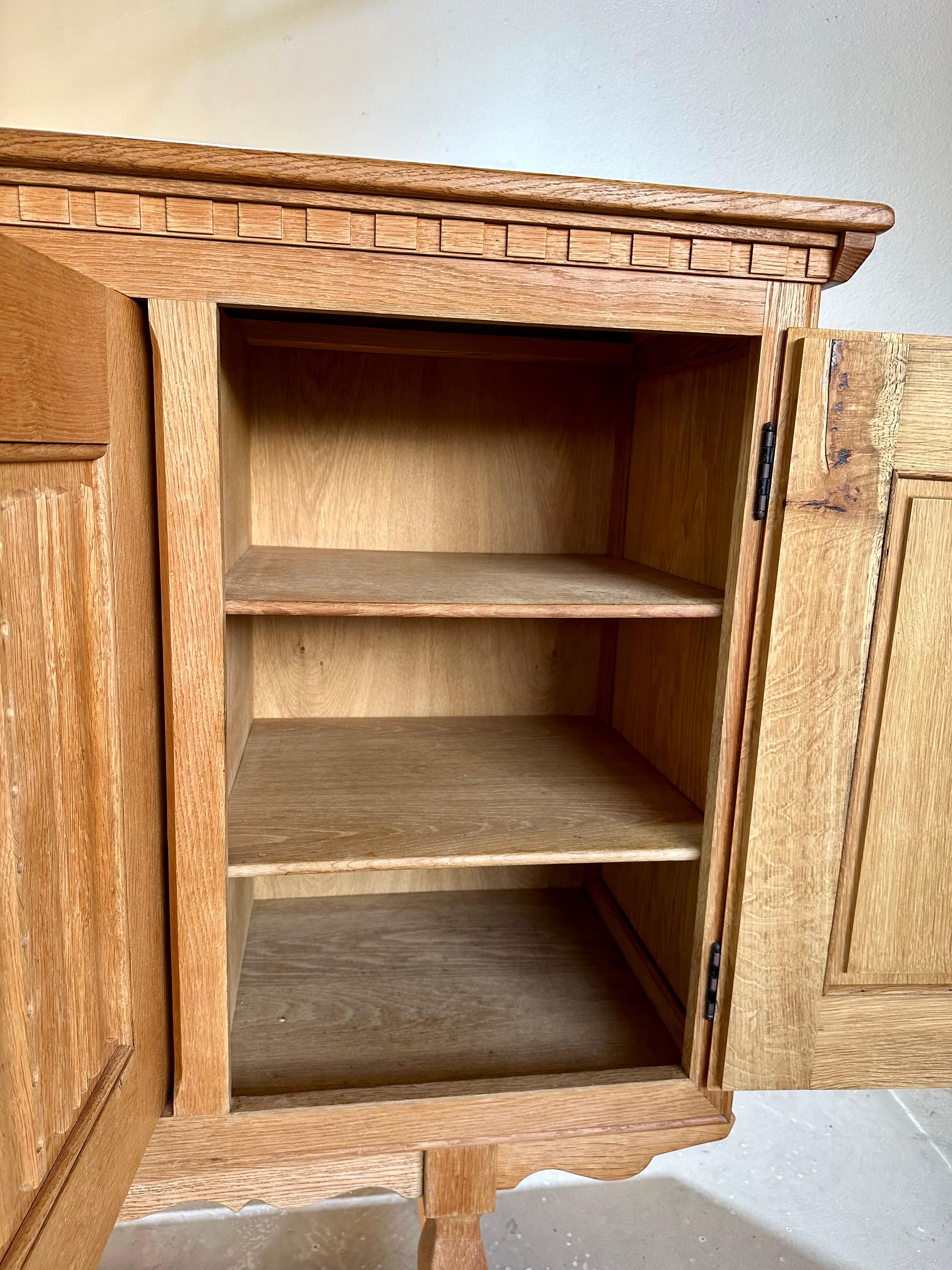 Henning Kjaernulf Mid Century Danish Oak Carved Brutalist Sideboard 2