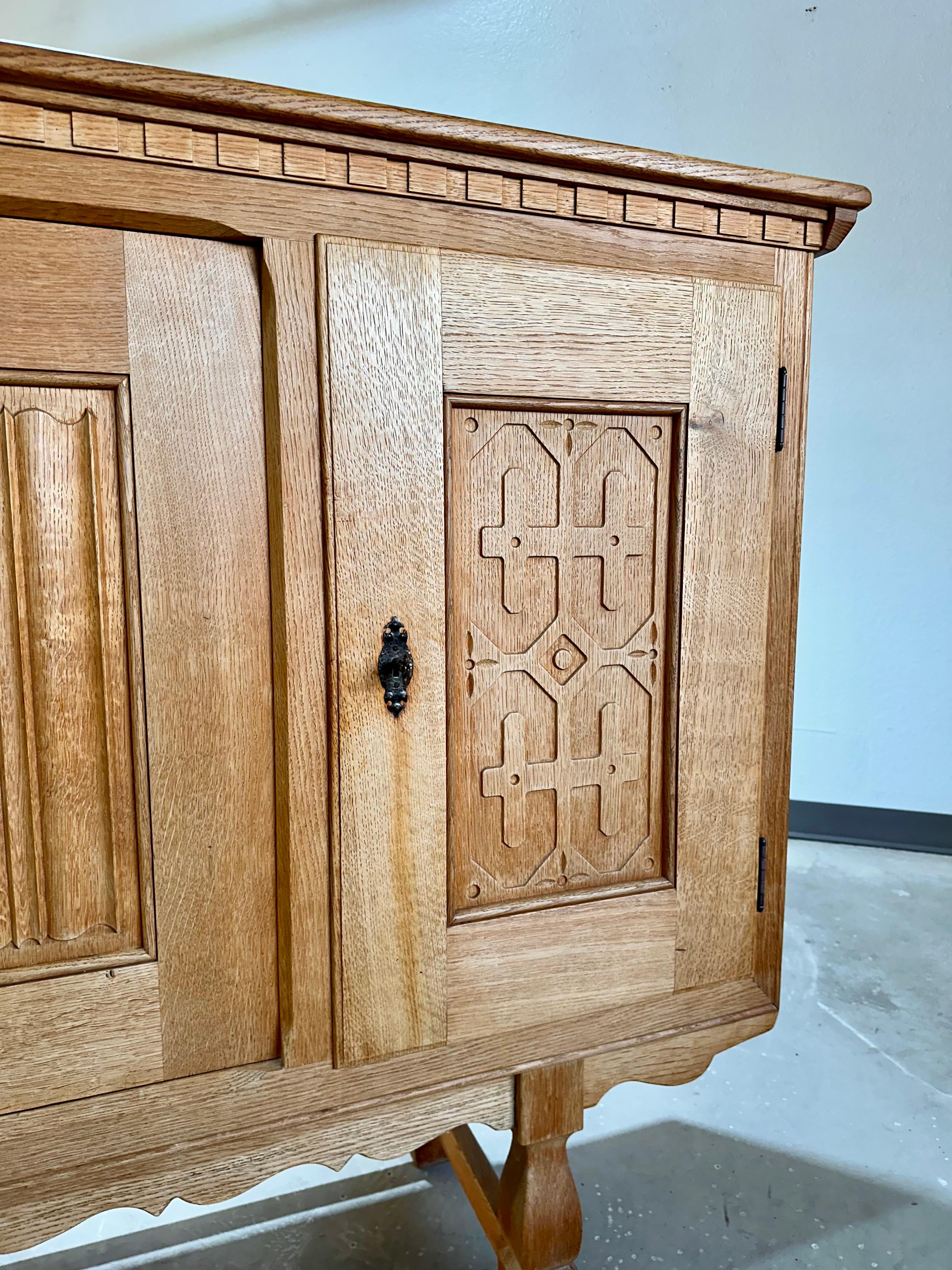 Henning Kjaernulf Mid Century Danish Oak Carved Brutalist Sideboard 4