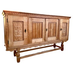 Henning Kjaernulf Mid Century Danish Oak Carved Brutalist Sideboard
