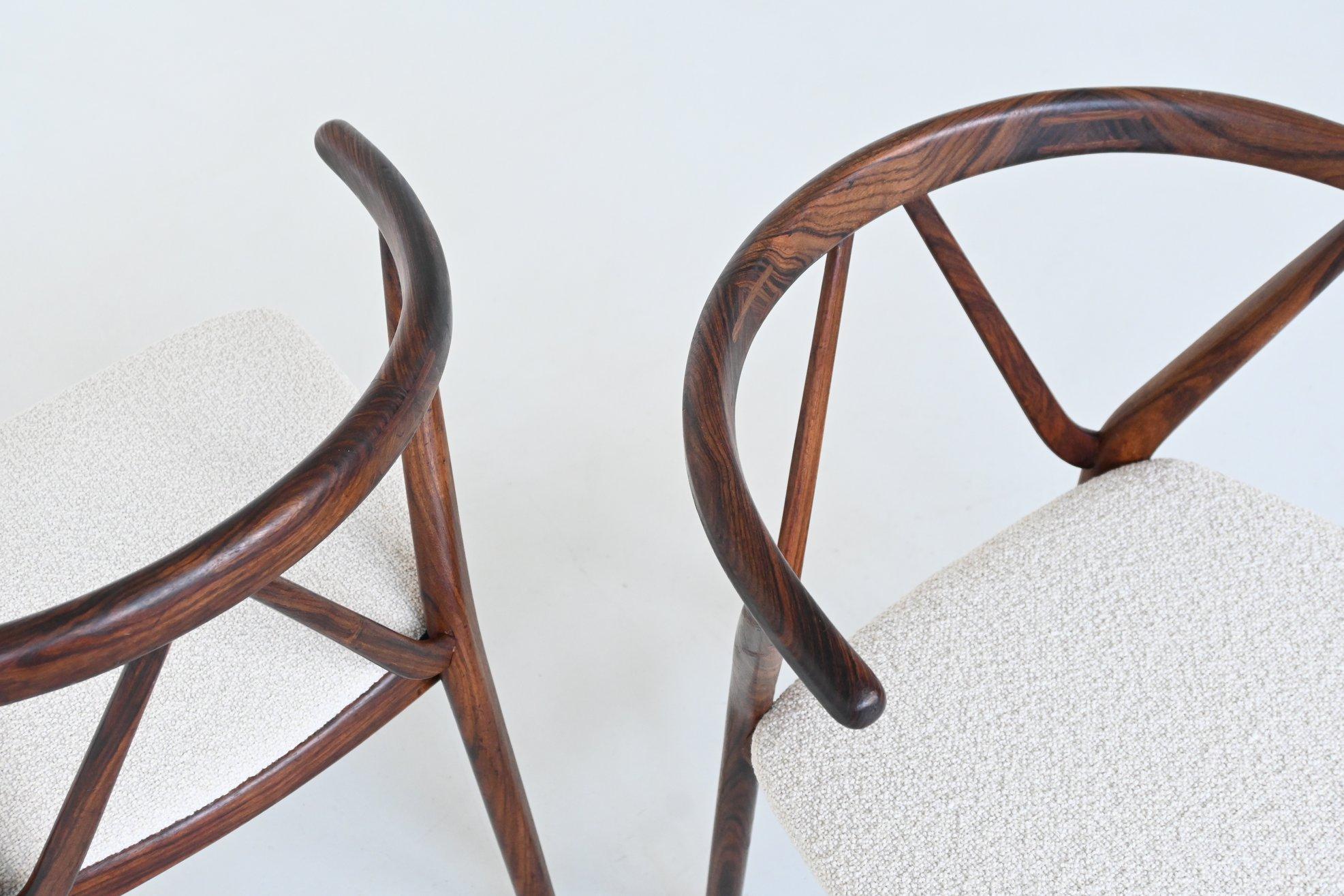 Henning Kjaernulf model #255 dining chairs in rosewood Bruno Hansen Denmark 1960 For Sale 5