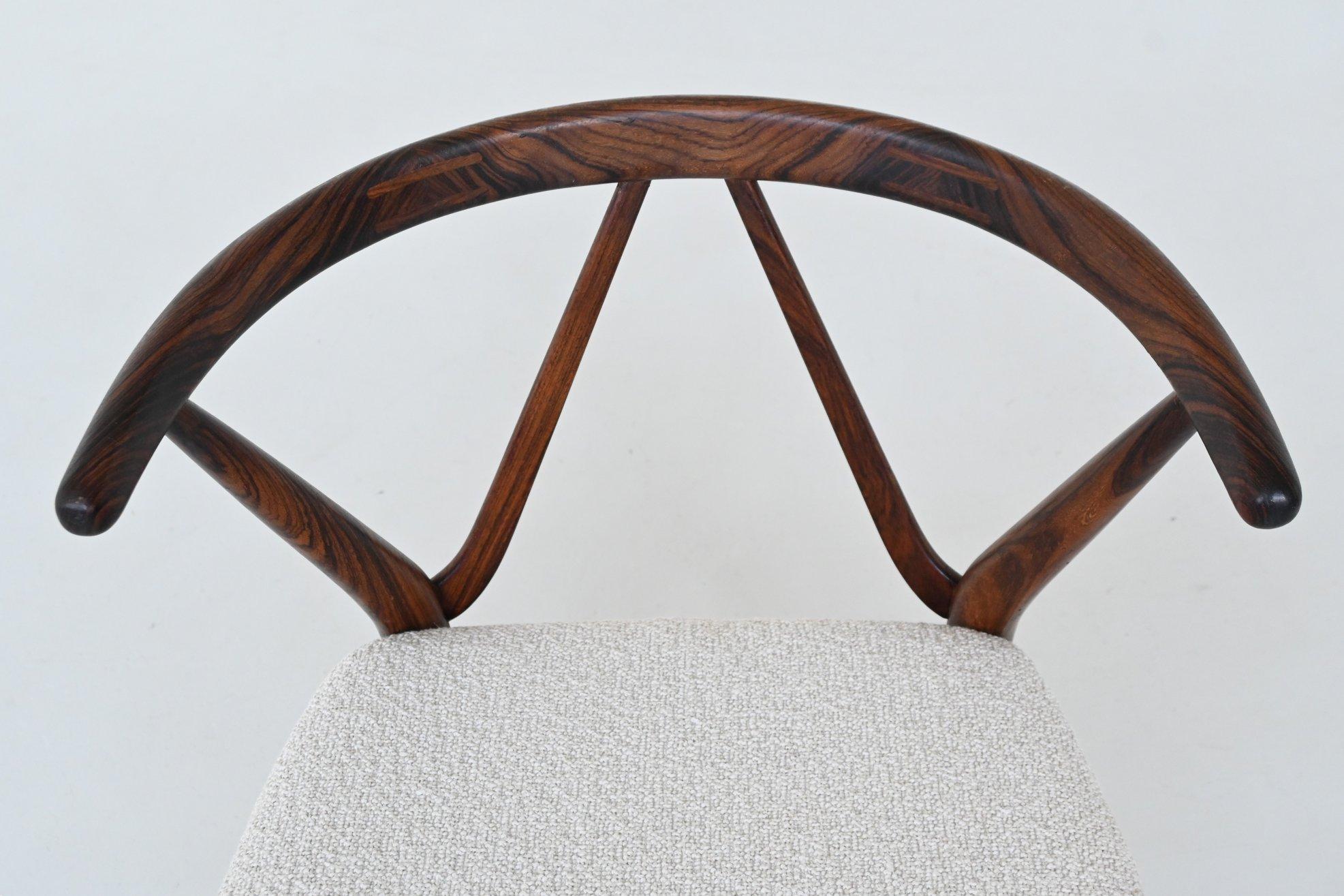 Henning Kjaernulf model #255 dining chairs in rosewood Bruno Hansen Denmark 1960 For Sale 7