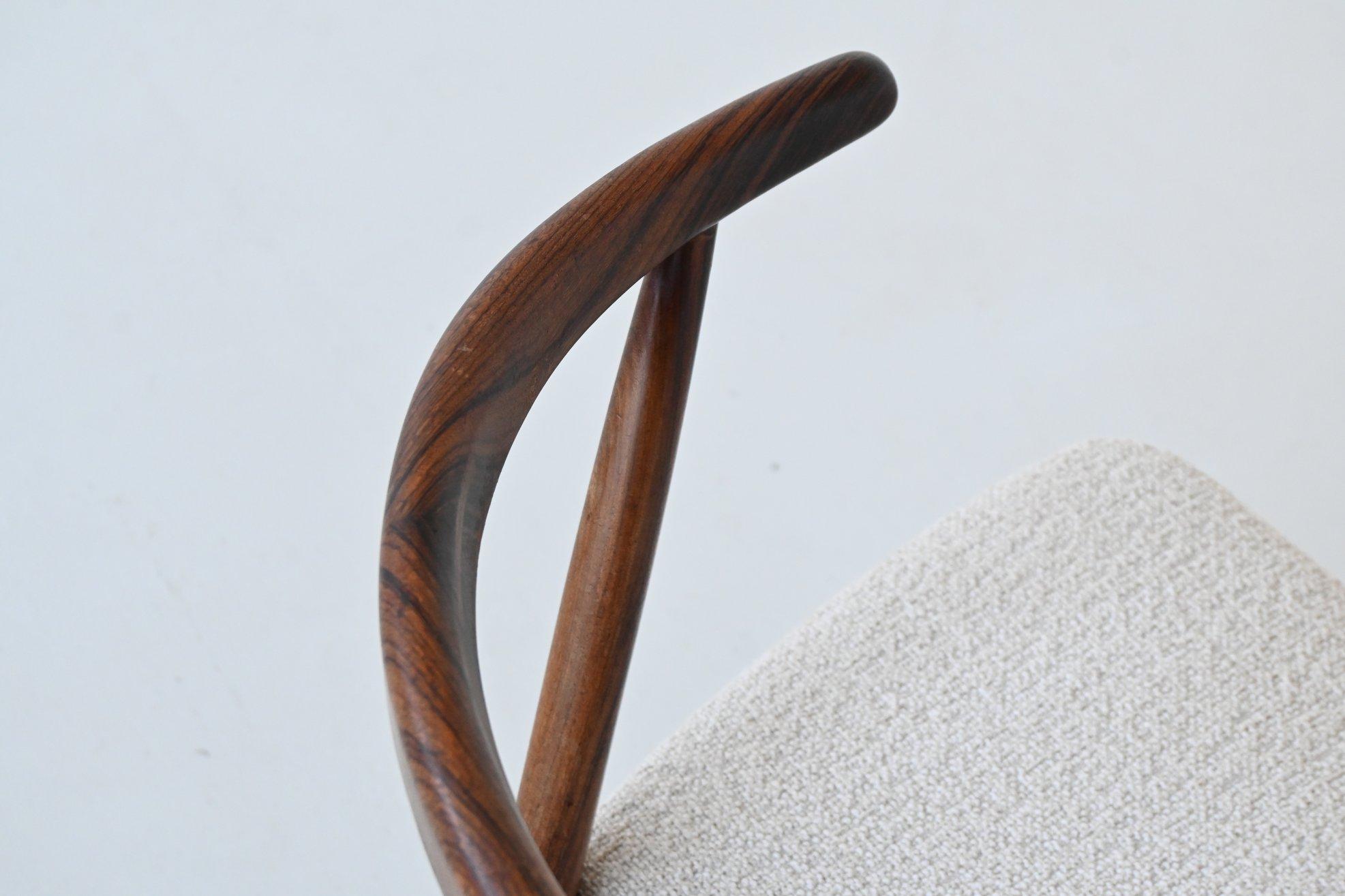 Henning Kjaernulf model #255 dining chairs in rosewood Bruno Hansen Denmark 1960 For Sale 10