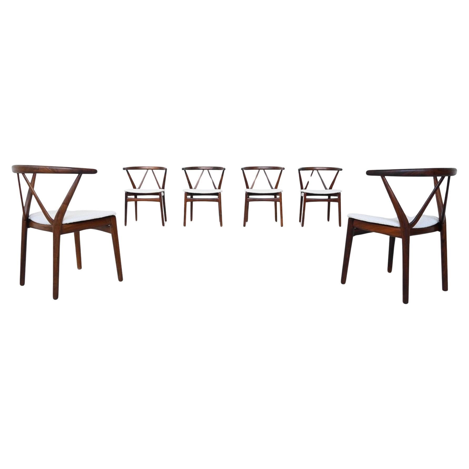 Henning Kjaernulf model #255 dining chairs in rosewood Bruno Hansen Denmark 1960