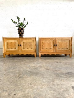 Henning Kjaernulf Oak Brutalist Danish Side Tables or Nightstands