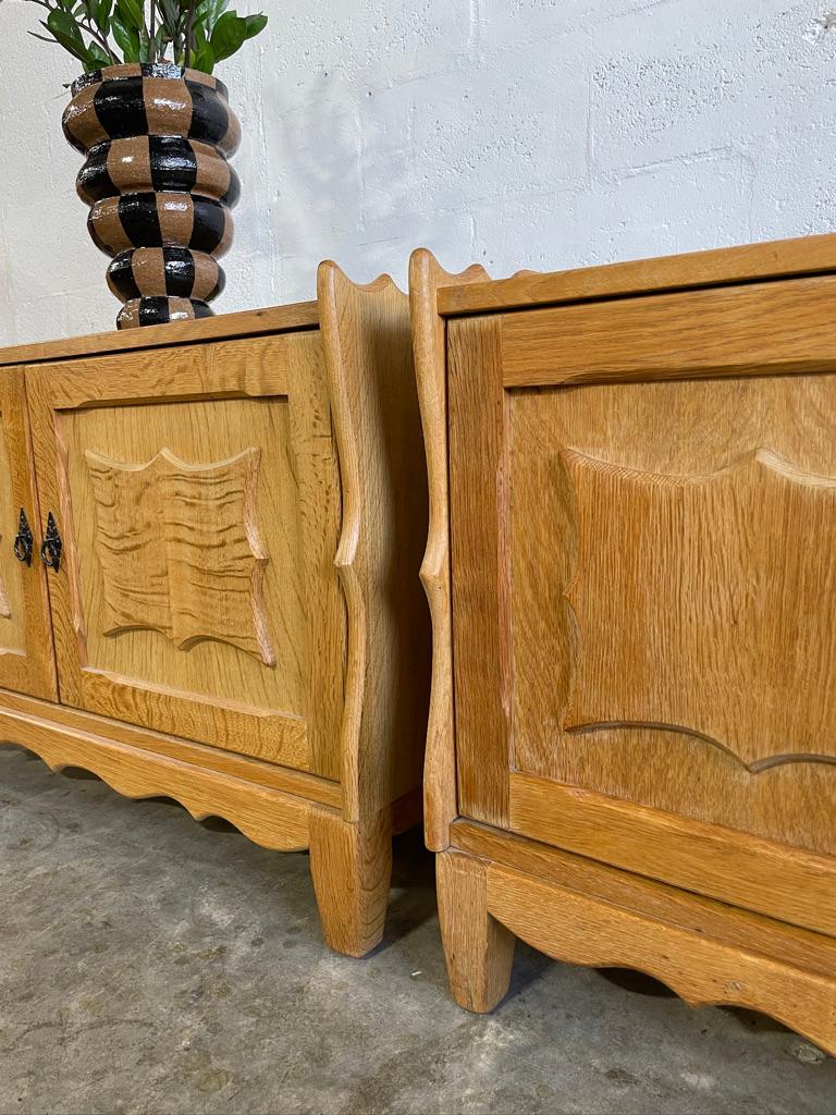 Chêne Tables d'appoint ou de chevet danoises brutalistes en Oak Kjaernulf en vente