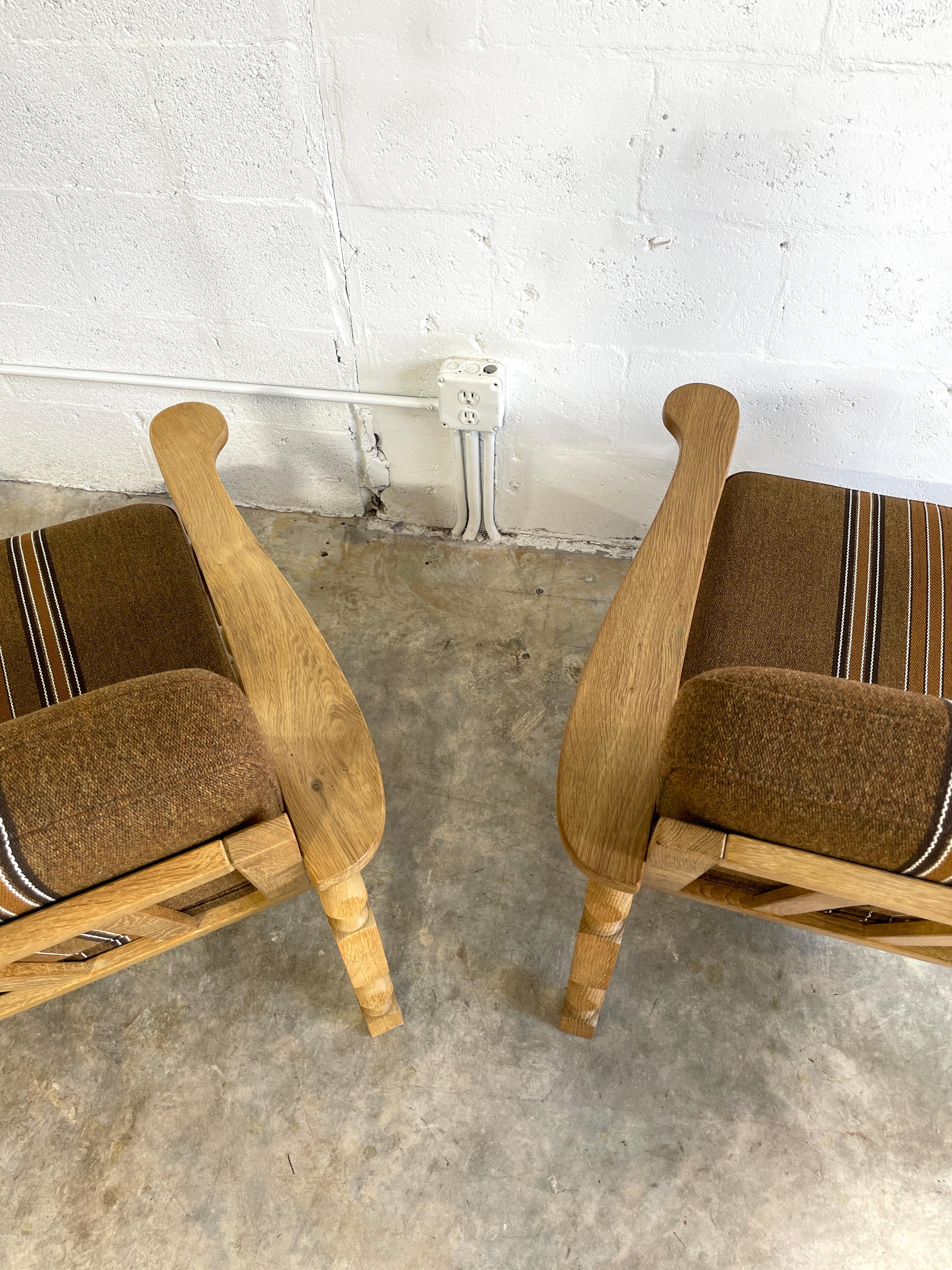 Henning Kjaernulf Oak Brutalist Rustic Danish Lounge Chairs For Sale 2