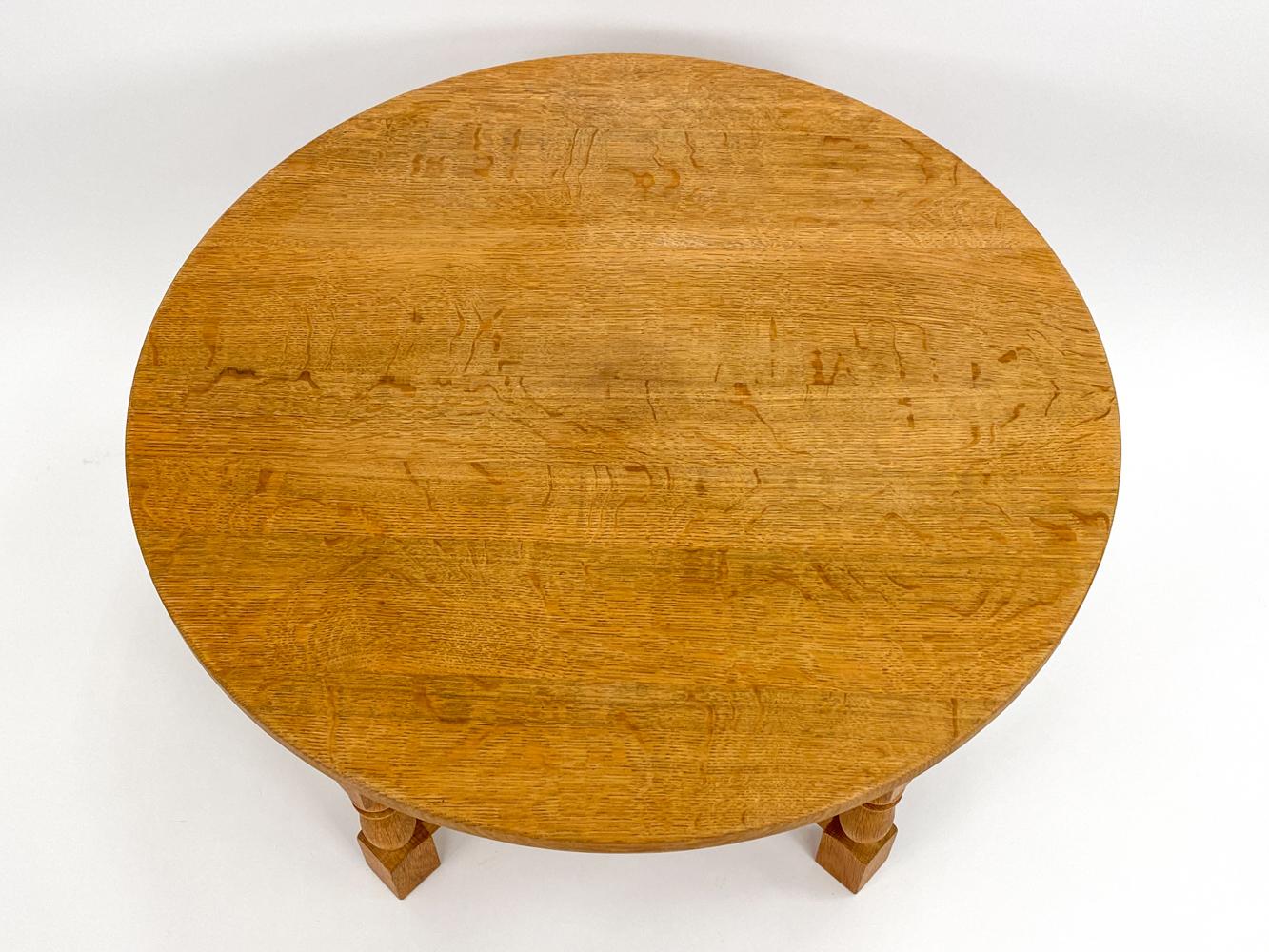 Carved Henning Kjærnulf  Oak Circular Coffee Table For Sale