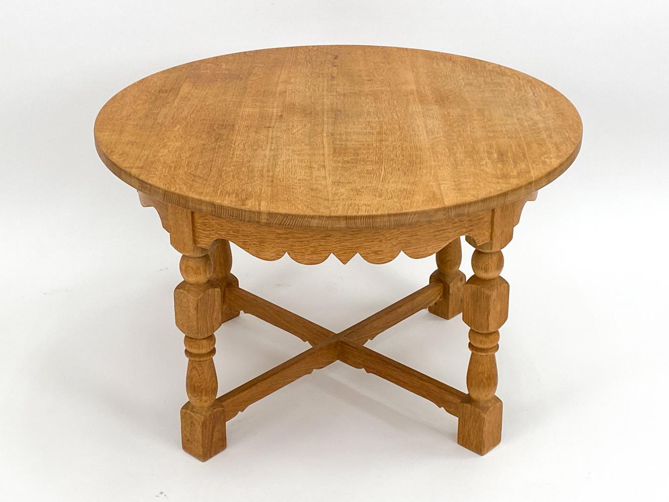 Henning Kjærnulf  Oak Circular Coffee Table In Good Condition For Sale In Norwalk, CT