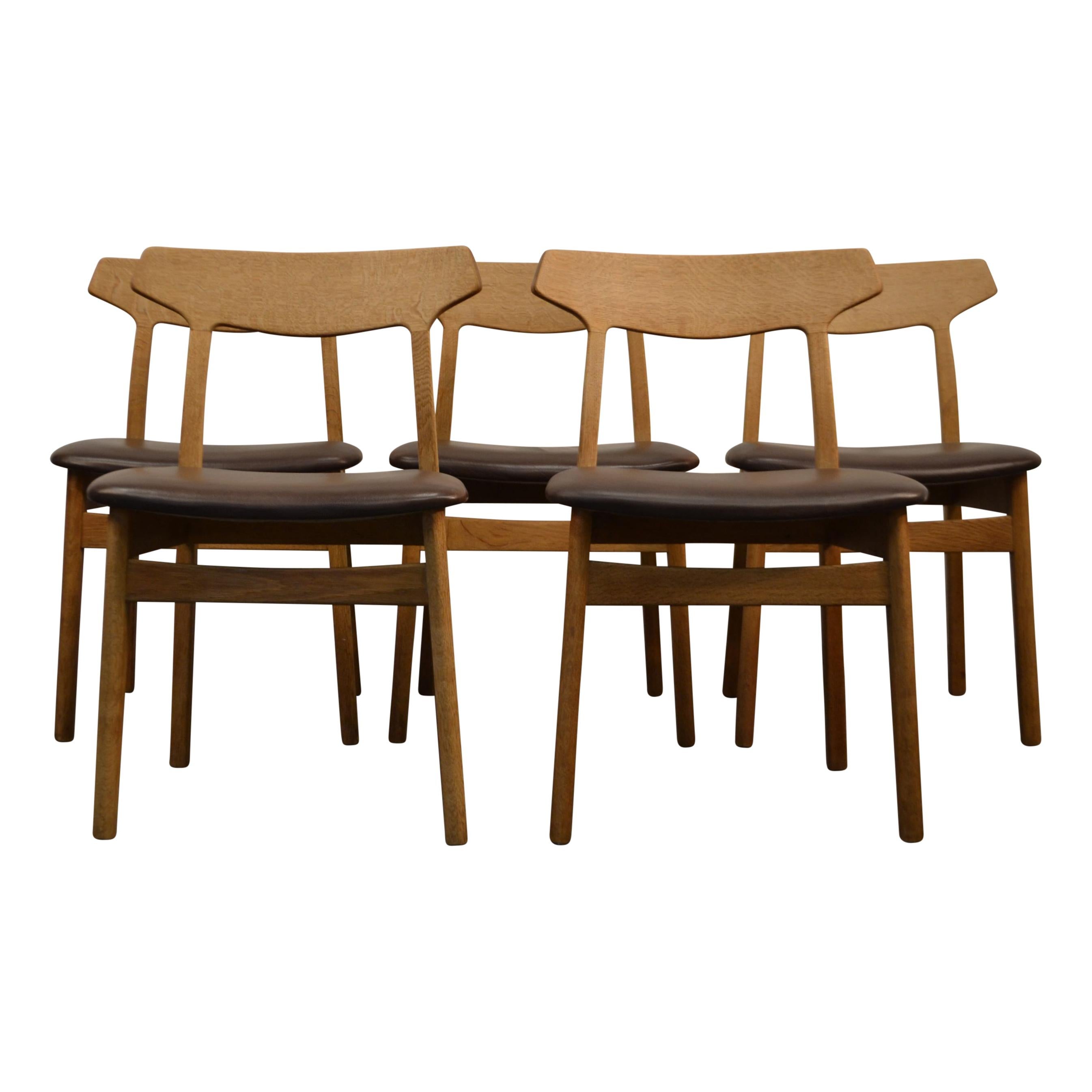 Henning Kjaernulf Oak Dining Chairs, Set of Five For Sale