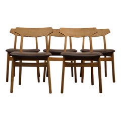 Henning Kjaernulf Oak Dining Chairs, Set of Five