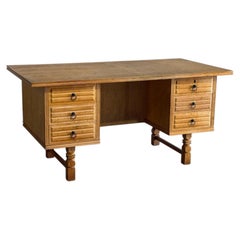 Henning Kjaernulf Oak Executive Desk with 6 Drawers MCM Denmark 1960s