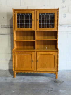 Henning Kjaernulf Oak Hutch with Glass Doors and Open Shelves Denmark MCM 1960s